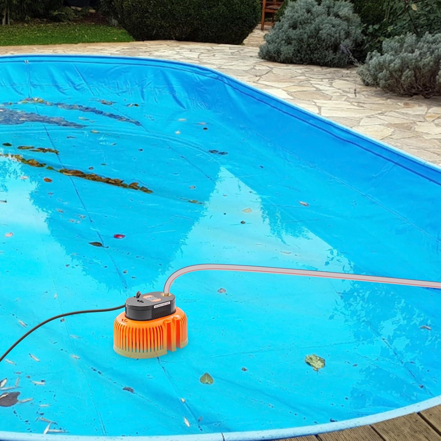 imageVEVOR Automatic Pool Cover Pump 12 HP 1600 GPH 120V Submersible Swimming Pool Cover Pump with 25 ft Power Cord 25 ft Max Head Lift Water Removal and Transfer Pump for Pool Draining Hot Tubs110 HP 540 GPH