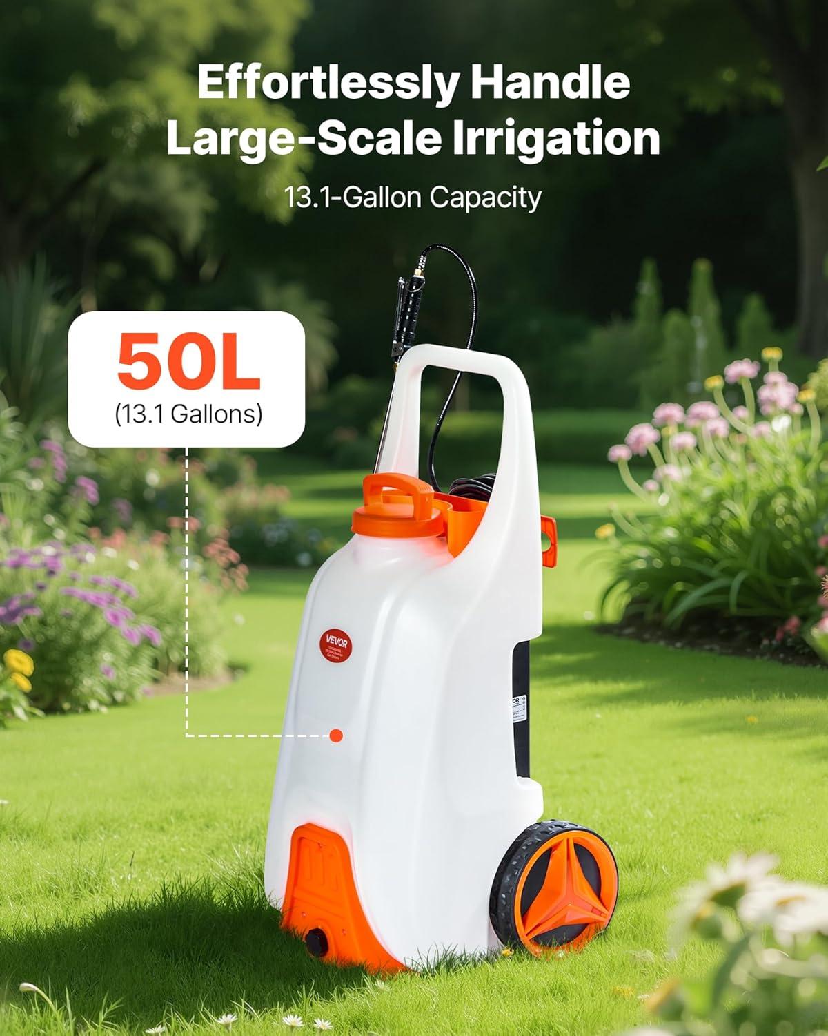 imageVEVOR Battery Powered Backpack Sprayer 32 Gal Powerful Electric Backpack Sprayer 2 Retractable Wands ampamp 5 Nozzles Adjustable 090 PSI 2 Hour Runtime Portable Weed Sprayers for Yard Garden LawnTowBehind