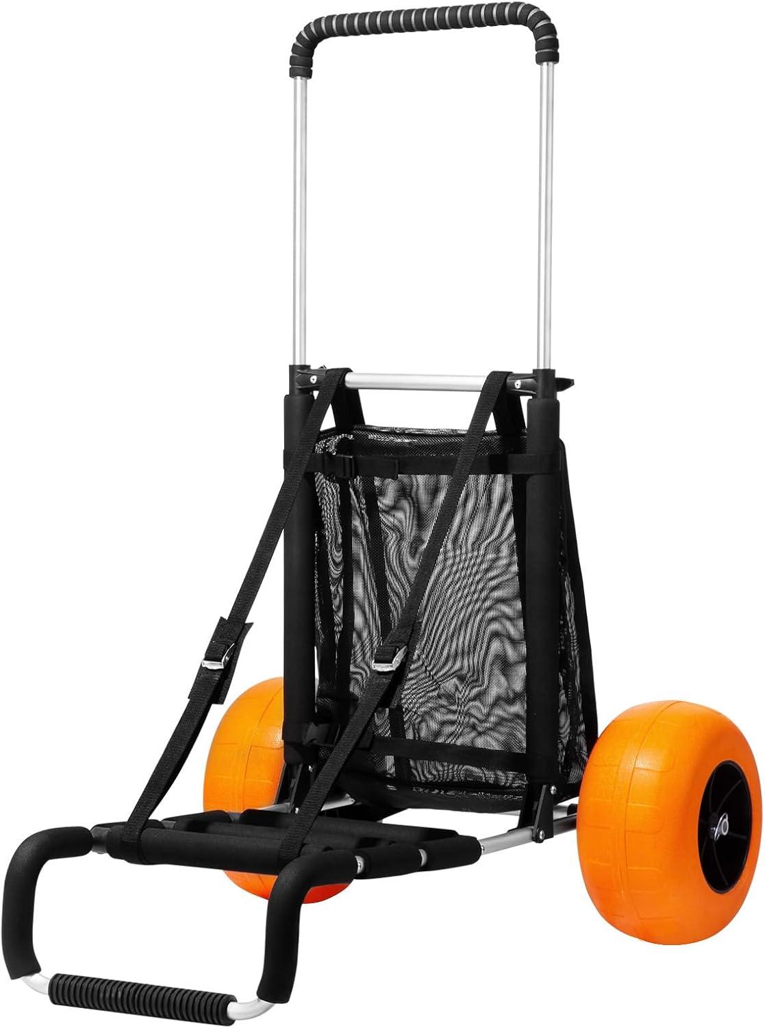 imageVEVOR Beach Dolly with Big Wheels for Sand 299quot x 154quot Cargo Deck w 12quot Balloon Wheels 165LBS Loading Capacity Folding Sand Cart ampamp 27quot to 447quot Adjustable Height Heavy Duty Cart for Beach30 x 15 Cargo Deck  12 Balloon Wheels