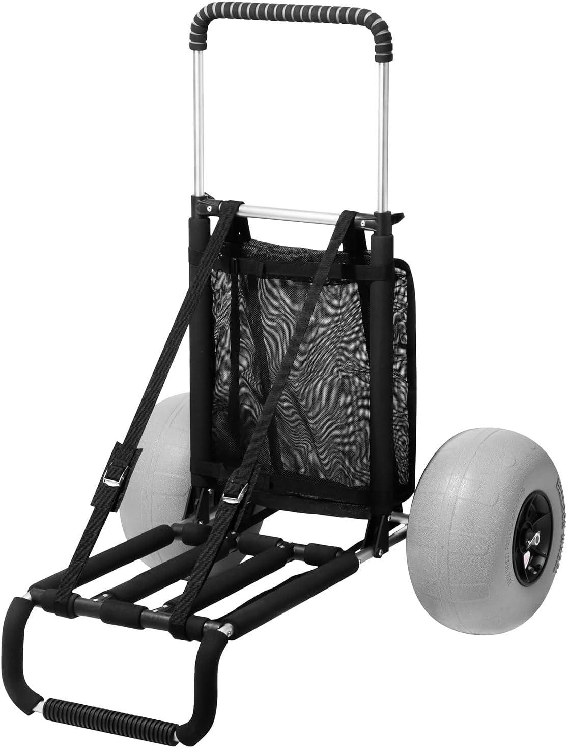 imageVEVOR Beach Dolly with Big Wheels for Sand 299quot x 154quot Cargo Deck w 12quot Balloon Wheels 165LBS Loading Capacity Folding Sand Cart ampamp 27quot to 447quot Adjustable Height Heavy Duty Cart for Beach30 x 15 Cargo Deck  12 Balloon Wheels