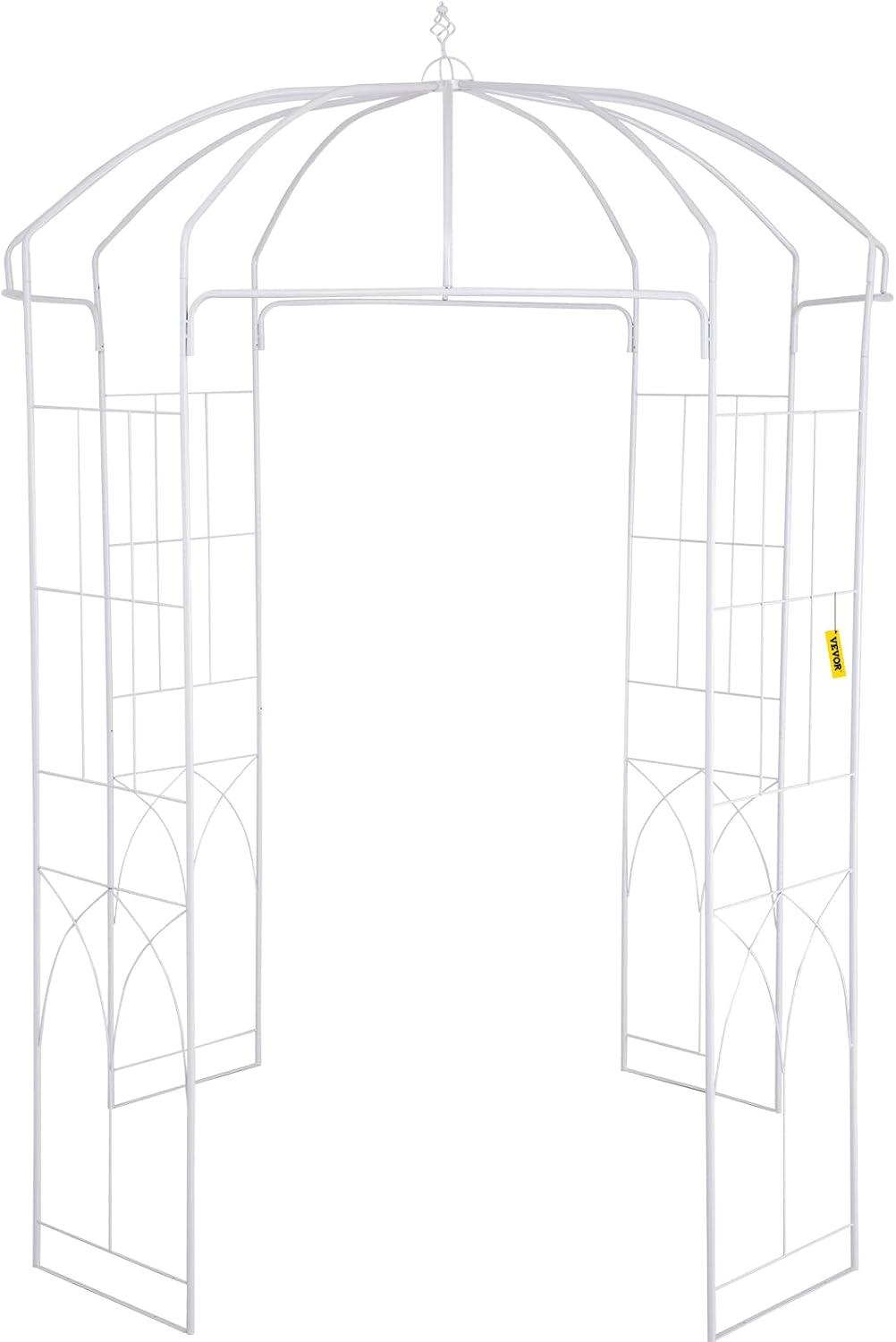 imageVEVOR Birdcage Shape Garden Arch 9 High x 66 Wide Heavy Duty Wrought Iron Arbor Wedding Trellis for Climbing Vines in Outdoor Garden Lawn Backyard Patio BlackWhite