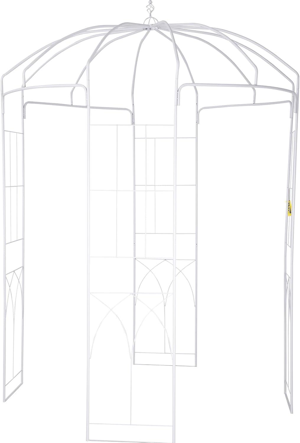 imageVEVOR Birdcage Shape Garden Arch 9 High x 66 Wide Heavy Duty Wrought Iron Arbor Wedding Trellis for Climbing Vines in Outdoor Garden Lawn Backyard Patio BlackWhite