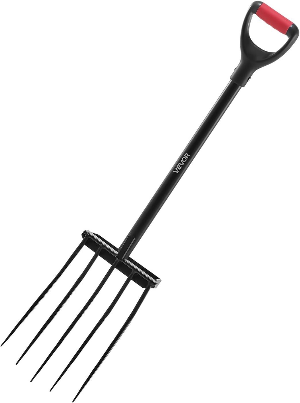 imageVEVOR Broad Fork 5Tine Pitchfork with Dual Fiberglass Handles Heavy Duty Garden Fork Ergonomic UShaped Design Broadfork Hand Tiller Gardening Tool for Composting Transplanting Aeration5Tine