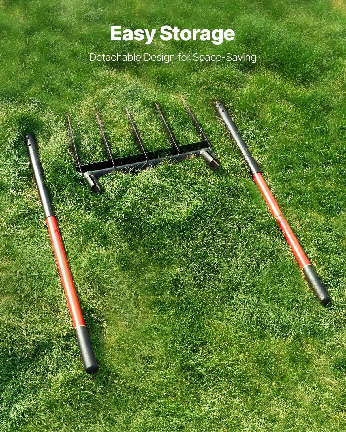 imageVEVOR Broad Fork 5Tine Pitchfork with Dual Fiberglass Handles Heavy Duty Garden Fork Ergonomic UShaped Design Broadfork Hand Tiller Gardening Tool for Composting Transplanting Aeration5TineU