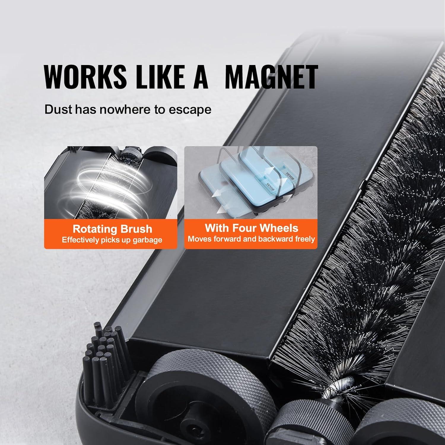 imageVEVOR Carpet Sweeper Manual Floor Sweeper with 300 ml Dustbin Capacity Easy to Empty for Home Office Carpets Pet Hair Dust BlackBlue