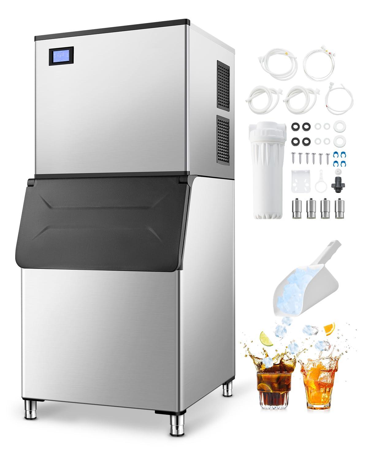 imageVEVOR Commercial Ice Maker Storage Bin 300 LBS Capacity IceBin Commercial Ice Storage Bin with Adjustable AntiSlip Rubber Feet Suitable for Restaurant Hotel and Beverage ShopsWhole Machine