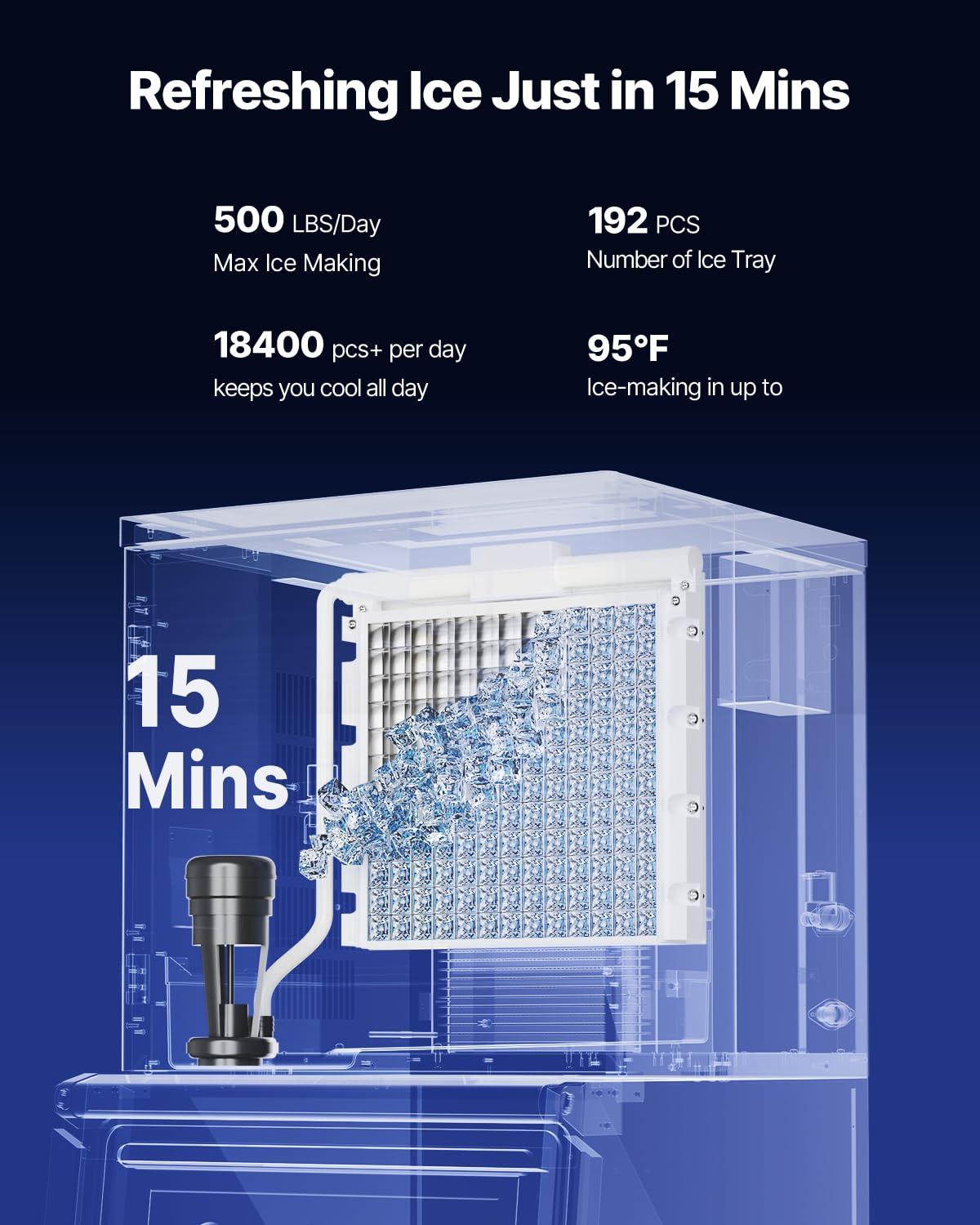imageVEVOR Commercial Ice Maker Storage Bin 300 LBS Capacity IceBin Commercial Ice Storage Bin with Adjustable AntiSlip Rubber Feet Suitable for Restaurant Hotel and Beverage ShopsWhole Machine