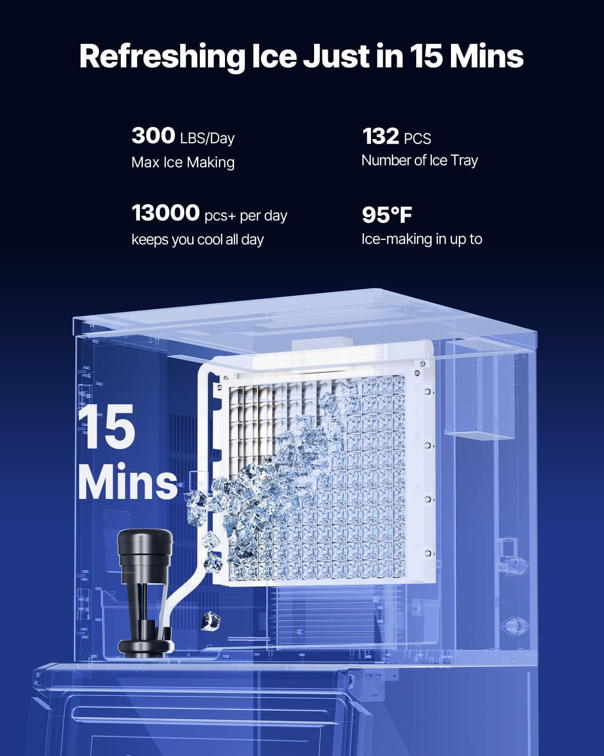 imageVEVOR Commercial Ice Maker Storage Bin 300 LBS Capacity IceBin Commercial Ice Storage Bin with Adjustable AntiSlip Rubber Feet Suitable for Restaurant Hotel and Beverage ShopsWhole Machine