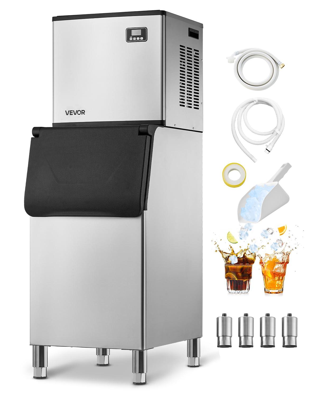 imageVEVOR Commercial Ice Maker Storage Bin 300 LBS Capacity IceBin Commercial Ice Storage Bin with Adjustable AntiSlip Rubber Feet Suitable for Restaurant Hotel and Beverage ShopsWhole Machine