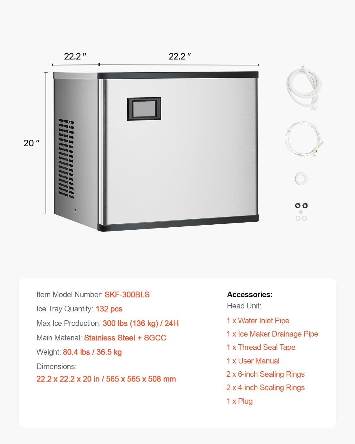 imageVEVOR Commercial Ice Maker Storage Bin 300 LBS Capacity IceBin Commercial Ice Storage Bin with Adjustable AntiSlip Rubber Feet Suitable for Restaurant Hotel and Beverage ShopsIce Maker Unit