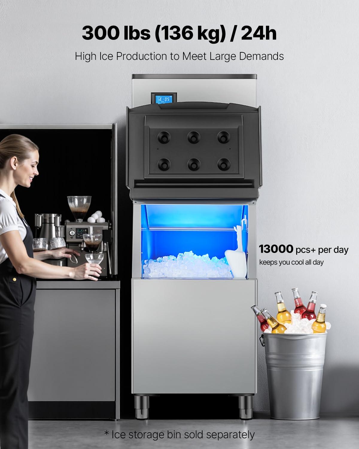 imageVEVOR Commercial Ice Maker Storage Bin 300 LBS Capacity IceBin Commercial Ice Storage Bin with Adjustable AntiSlip Rubber Feet Suitable for Restaurant Hotel and Beverage ShopsIce Maker Unit