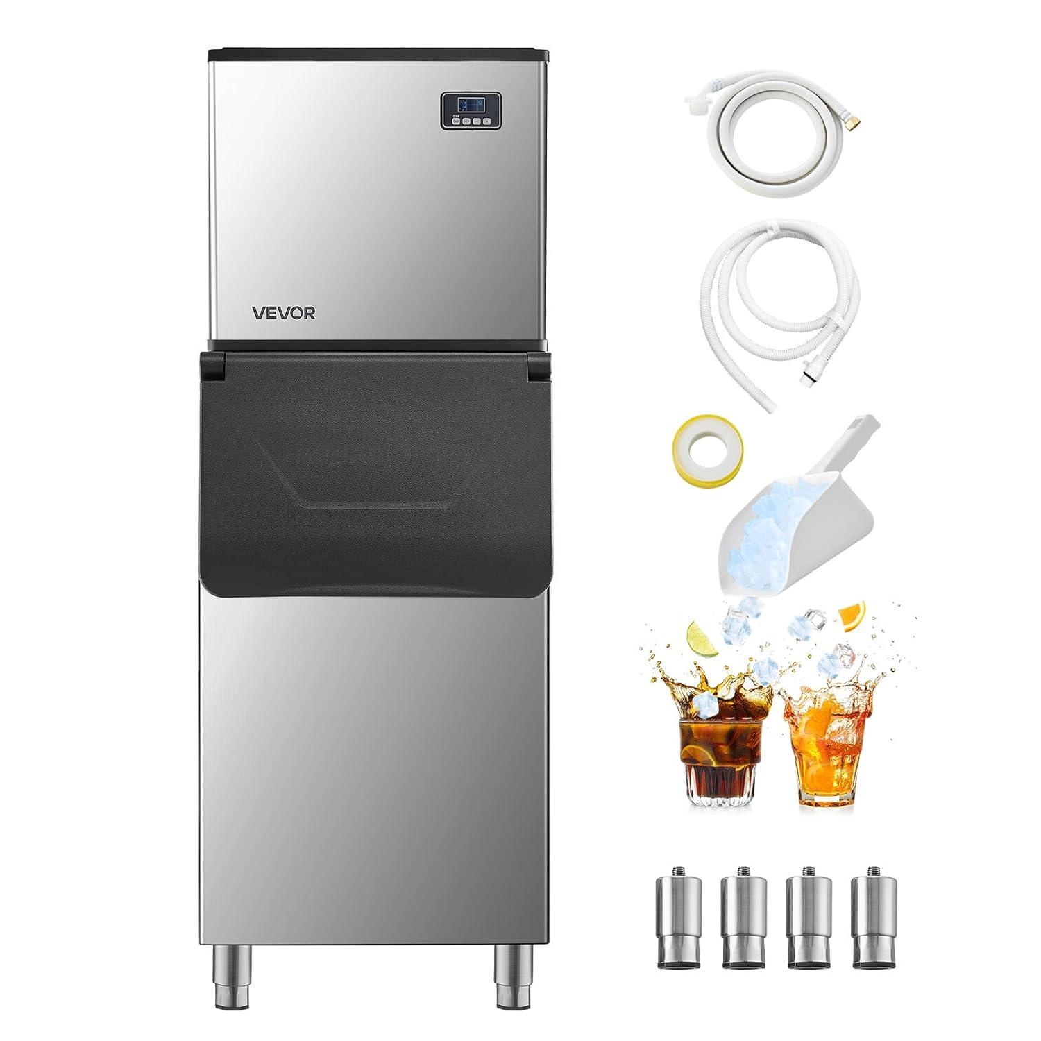 imageVEVOR Commercial Ice Maker Storage Bin 300 LBS Capacity IceBin Commercial Ice Storage Bin with Adjustable AntiSlip Rubber Feet Suitable for Restaurant Hotel and Beverage ShopsWhole Machine