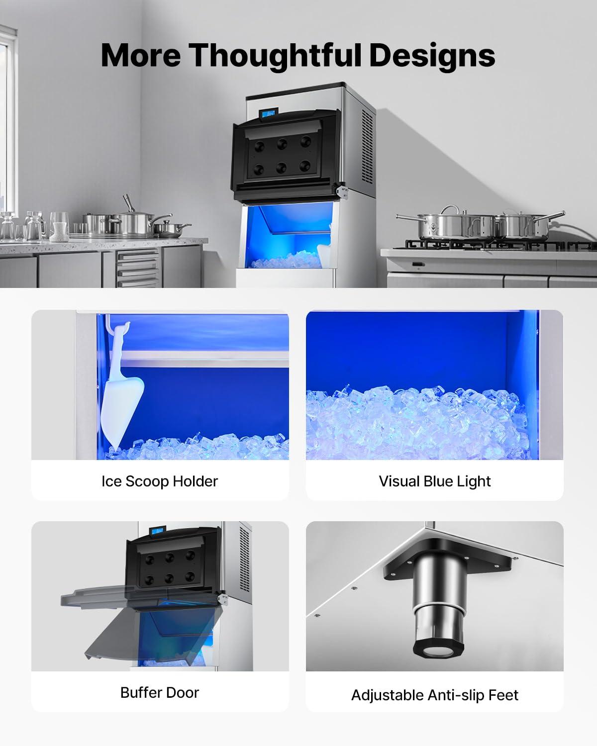 imageVEVOR Commercial Ice Maker Storage Bin 300 LBS Capacity IceBin Commercial Ice Storage Bin with Adjustable AntiSlip Rubber Feet Suitable for Restaurant Hotel and Beverage ShopsWhole Machine