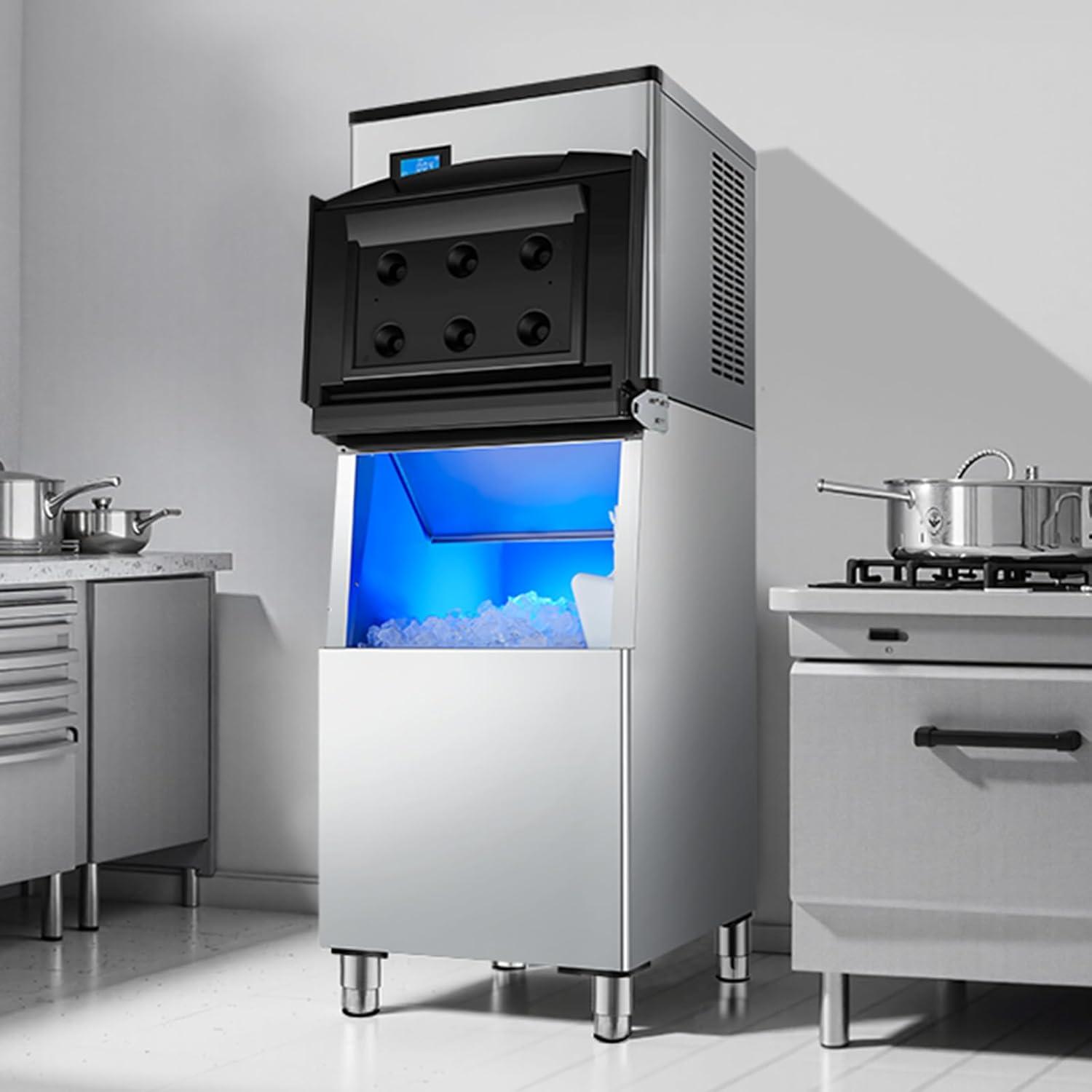 imageVEVOR Commercial Ice Maker Storage Bin 300 LBS Capacity IceBin Commercial Ice Storage Bin with Adjustable AntiSlip Rubber Feet Suitable for Restaurant Hotel and Beverage ShopsWhole Machine