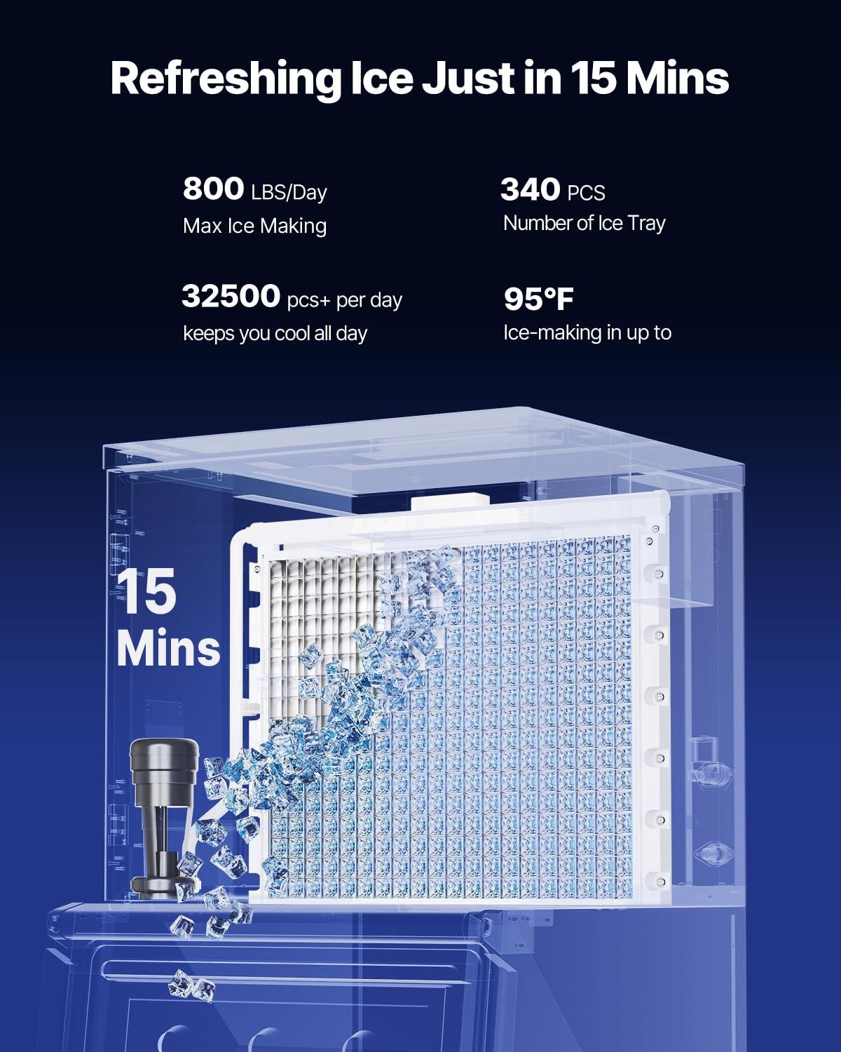 imageVEVOR Commercial Ice Maker Storage Bin 300 LBS Capacity IceBin Commercial Ice Storage Bin with Adjustable AntiSlip Rubber Feet Suitable for Restaurant Hotel and Beverage ShopsWhole Machine