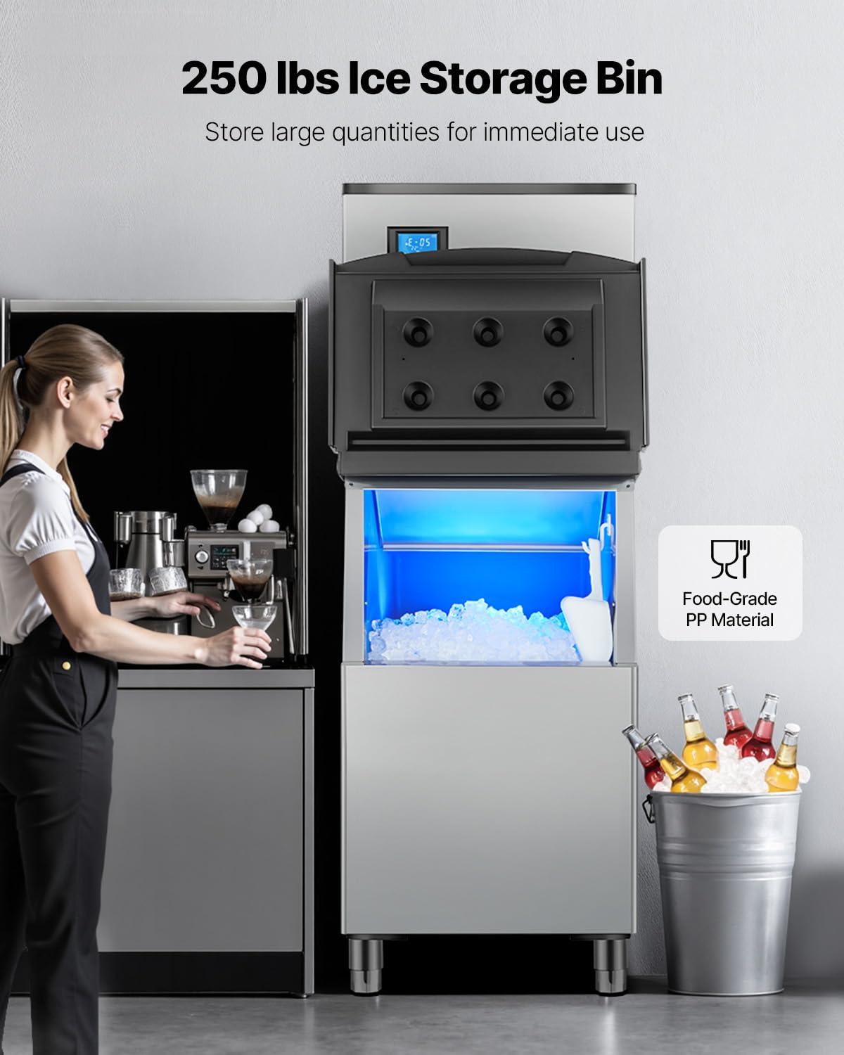imageVEVOR Commercial Ice Maker Storage Bin 300 LBS Capacity IceBin Commercial Ice Storage Bin with Adjustable AntiSlip Rubber Feet Suitable for Restaurant Hotel and Beverage ShopsWhole Machine