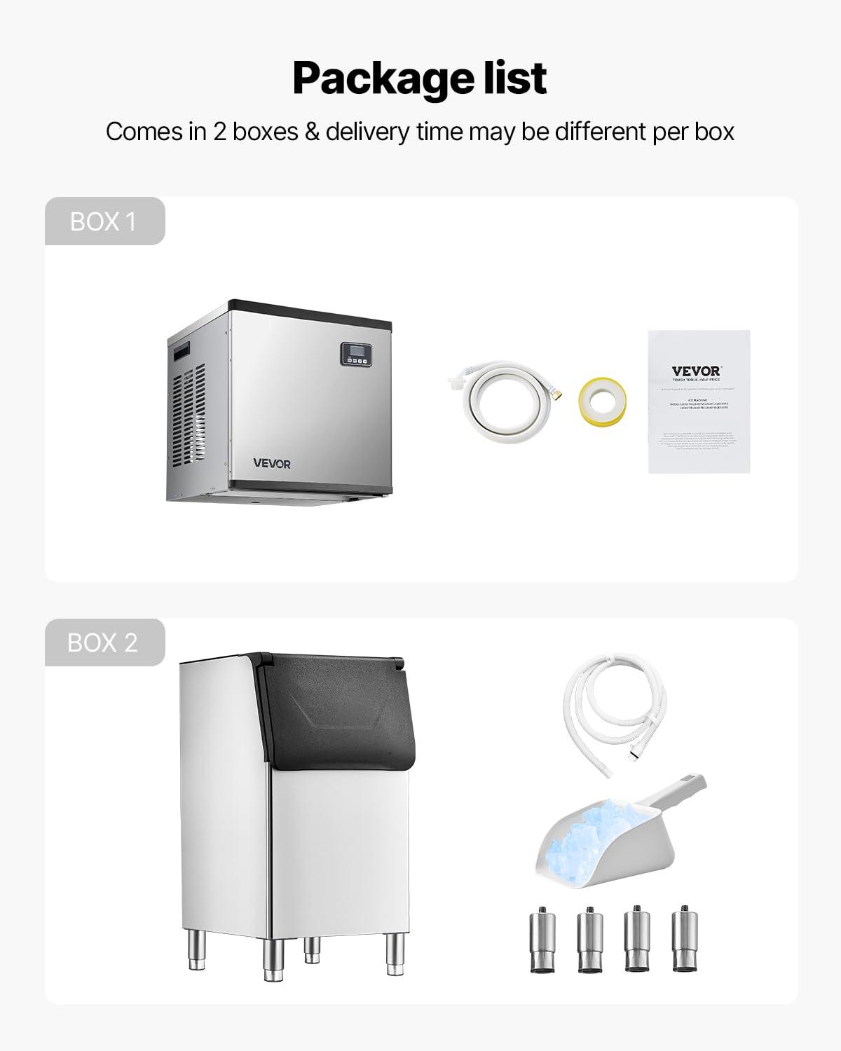 imageVEVOR Commercial Ice Maker Storage Bin 300 LBS Capacity IceBin Commercial Ice Storage Bin with Adjustable AntiSlip Rubber Feet Suitable for Restaurant Hotel and Beverage ShopsWhole Machine