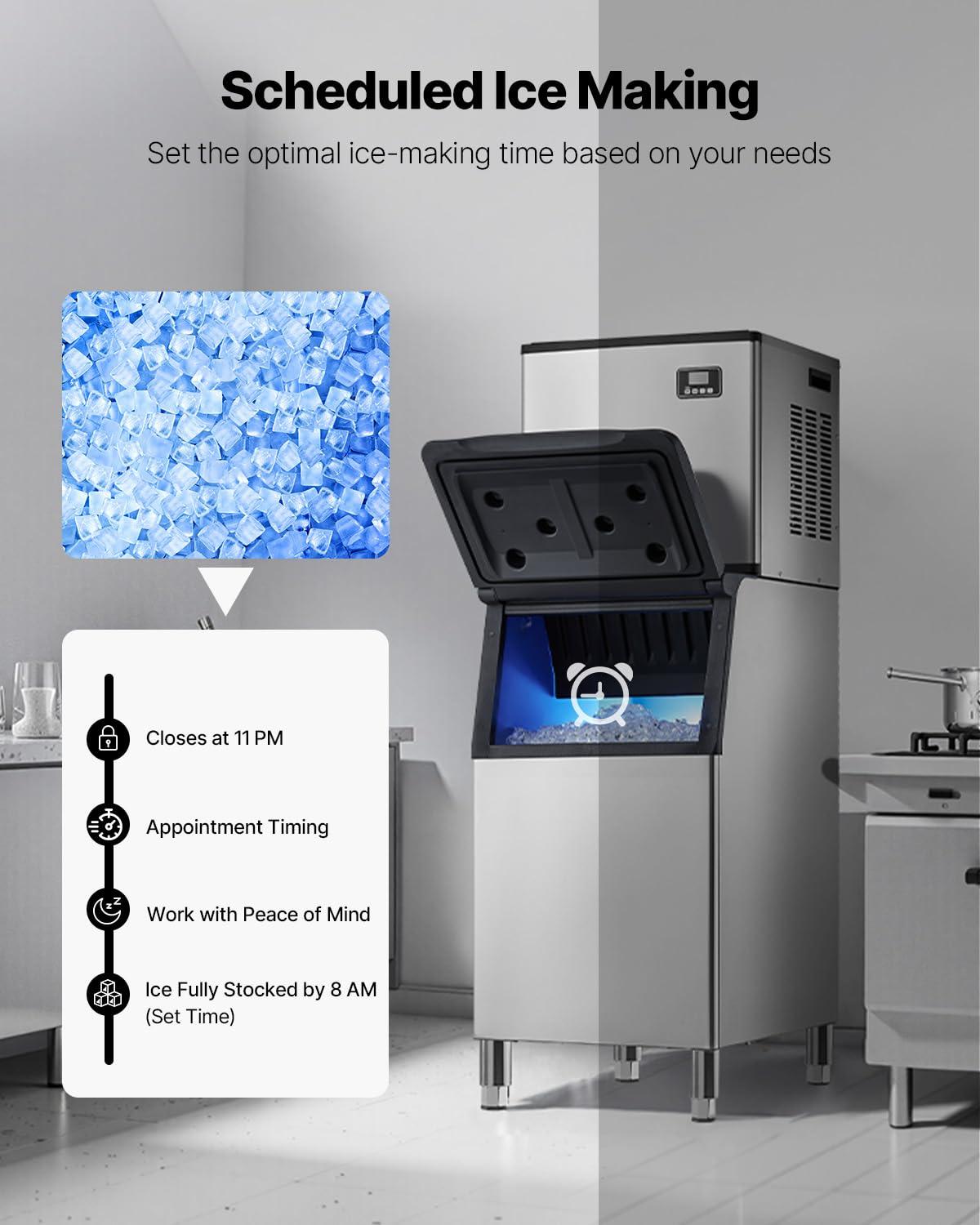 imageVEVOR Commercial Ice Maker Storage Bin 300 LBS Capacity IceBin Commercial Ice Storage Bin with Adjustable AntiSlip Rubber Feet Suitable for Restaurant Hotel and Beverage ShopsWhole Machine