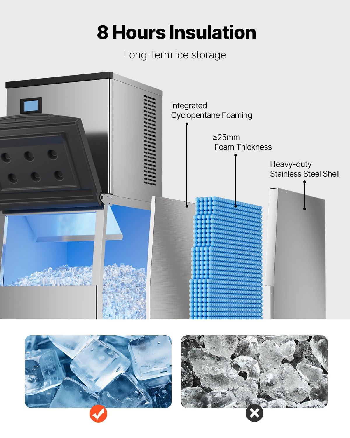 imageVEVOR Commercial Ice Maker Storage Bin 300 LBS Capacity IceBin Commercial Ice Storage Bin with Adjustable AntiSlip Rubber Feet Suitable for Restaurant Hotel and Beverage ShopsWhole Machine
