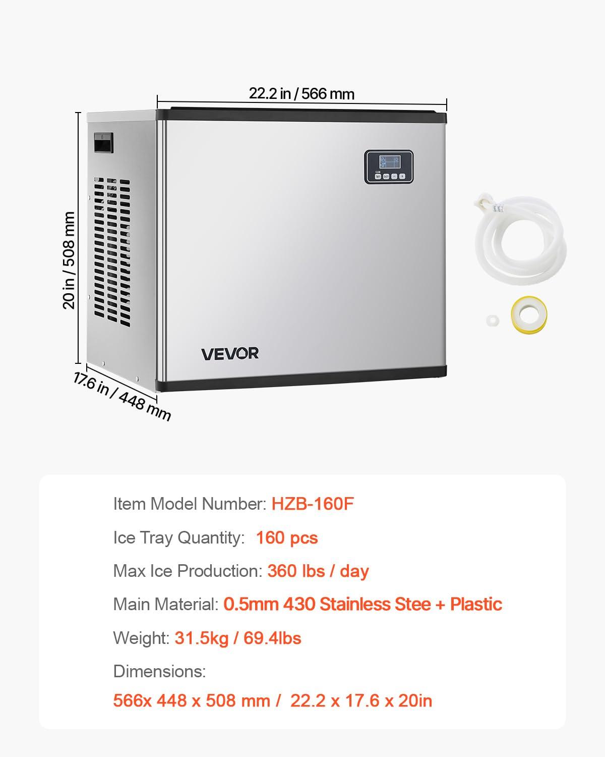 imageVEVOR Commercial Ice Maker Storage Bin 300 LBS Capacity IceBin Commercial Ice Storage Bin with Adjustable AntiSlip Rubber Feet Suitable for Restaurant Hotel and Beverage ShopsIce Maker Unit