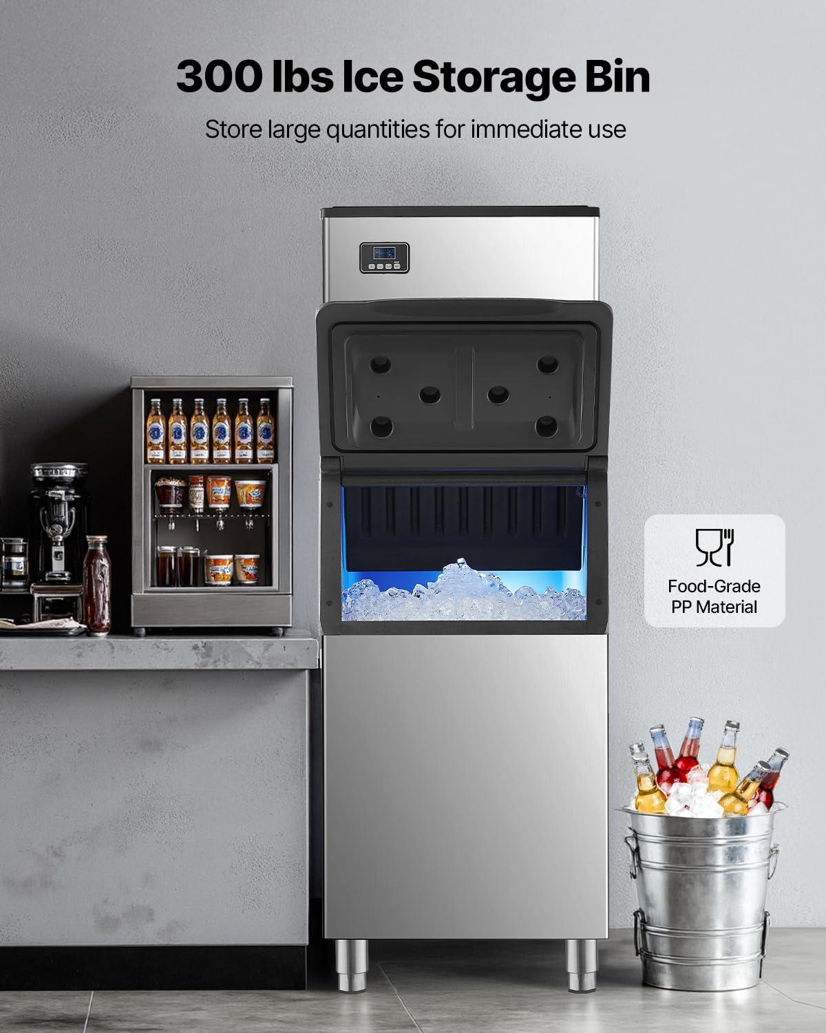 imageVEVOR Commercial Ice Maker Storage Bin 300 LBS Capacity IceBin Commercial Ice Storage Bin with Adjustable AntiSlip Rubber Feet Suitable for Restaurant Hotel and Beverage ShopsWhole Machine