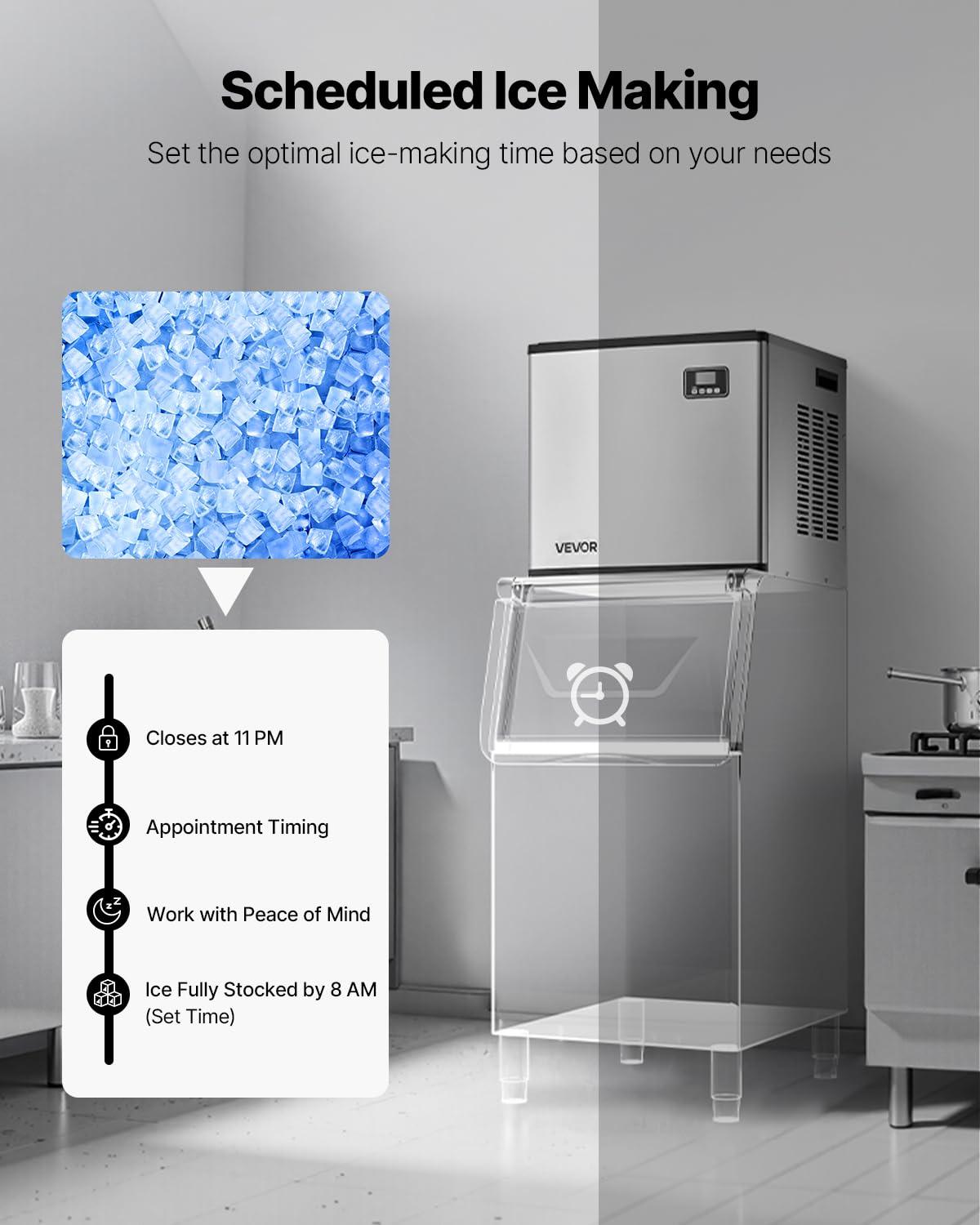 imageVEVOR Commercial Ice Maker Storage Bin 300 LBS Capacity IceBin Commercial Ice Storage Bin with Adjustable AntiSlip Rubber Feet Suitable for Restaurant Hotel and Beverage ShopsIce Maker Unit