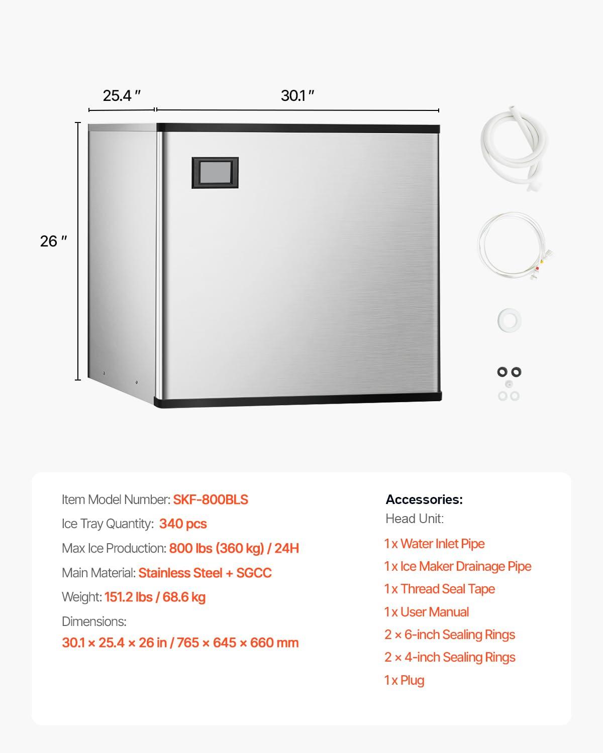 imageVEVOR Commercial Ice Maker Storage Bin 300 LBS Capacity IceBin Commercial Ice Storage Bin with Adjustable AntiSlip Rubber Feet Suitable for Restaurant Hotel and Beverage ShopsIce Maker Unit