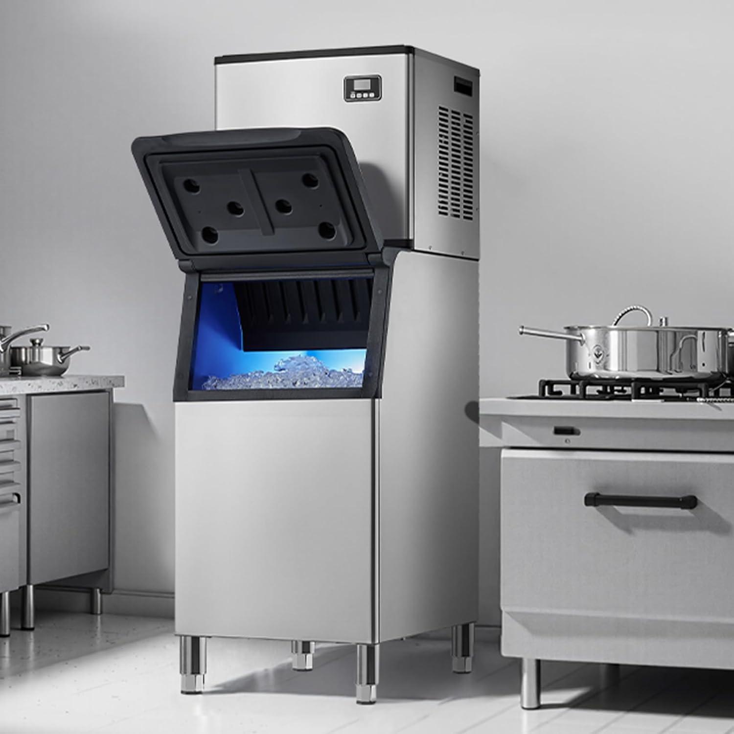 imageVEVOR Commercial Ice Maker Storage Bin 300 LBS Capacity IceBin Commercial Ice Storage Bin with Adjustable AntiSlip Rubber Feet Suitable for Restaurant Hotel and Beverage ShopsWhole Machine