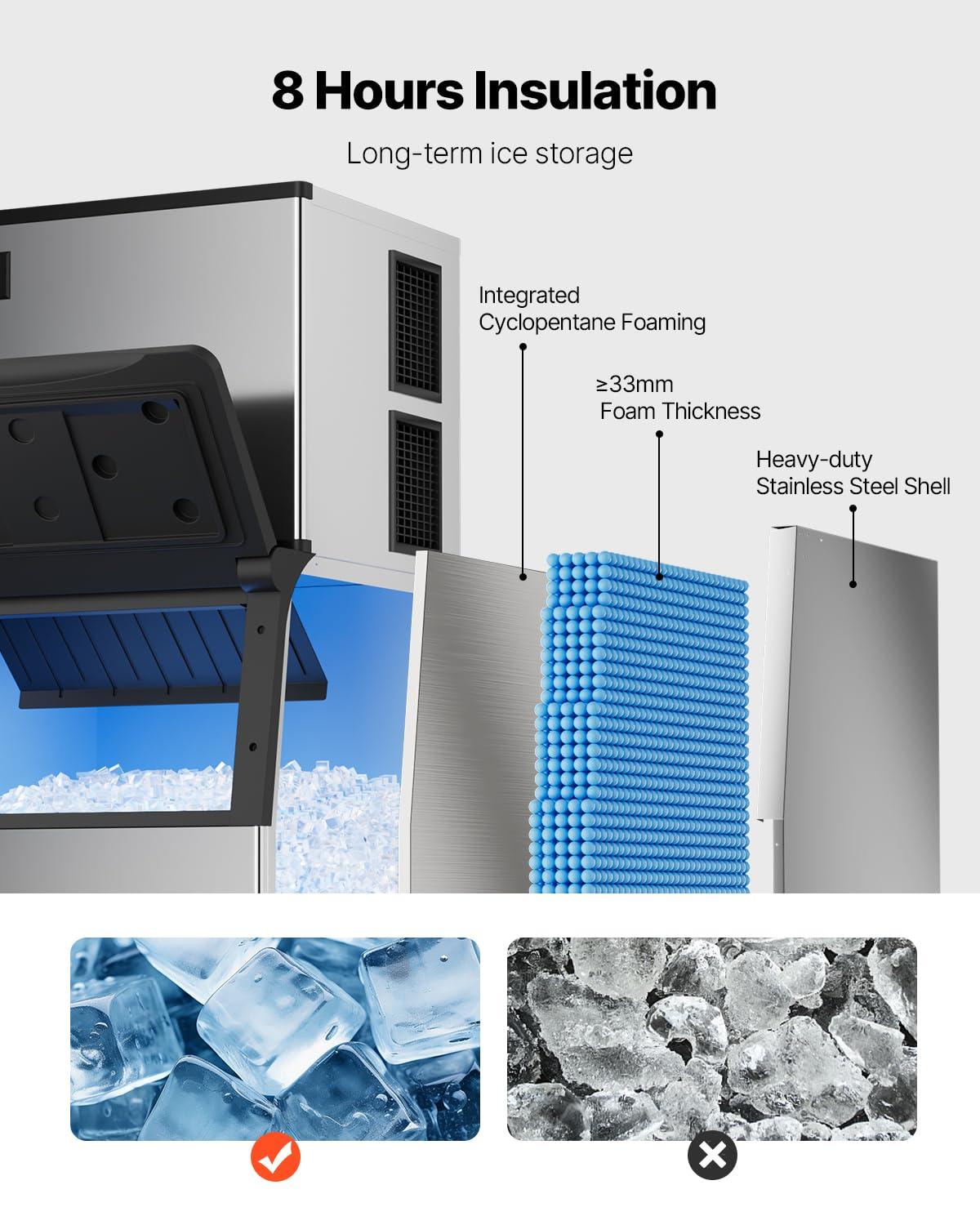 imageVEVOR Commercial Ice Maker Storage Bin 300 LBS Capacity IceBin Commercial Ice Storage Bin with Adjustable AntiSlip Rubber Feet Suitable for Restaurant Hotel and Beverage ShopsWhole Machine