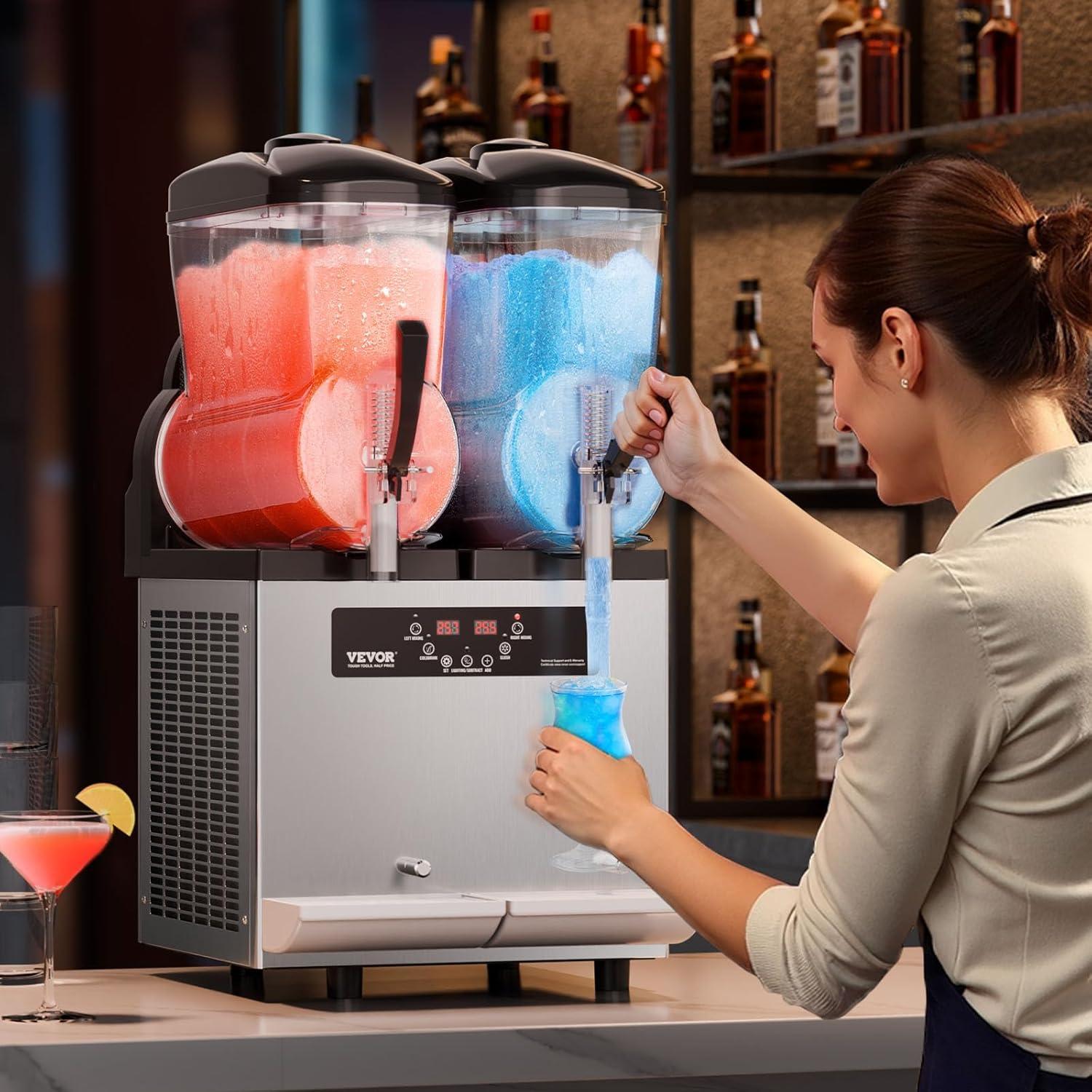 imageVEVOR Commercial Slushy Machine 12Lx3 Triple Tank Frozen Drink Machine 144 Cups Stainless Steel Margarita Smoothie Frozen Drink Maker Slushie Maker for Home Party Restaurants Cafe Bars24L