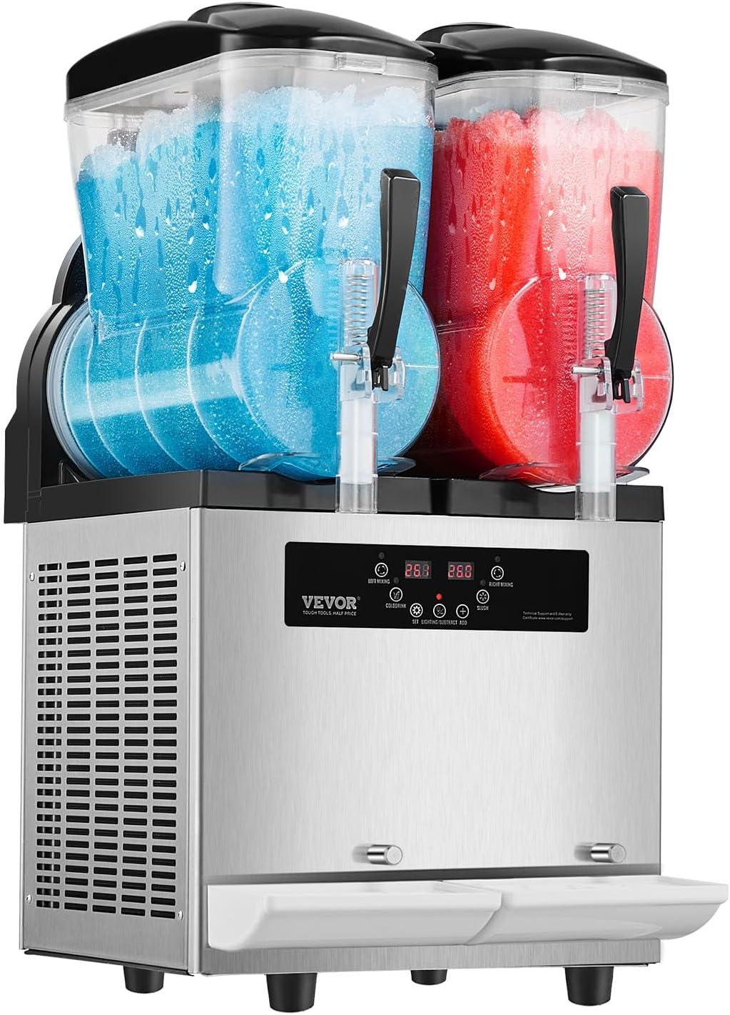 imageVEVOR Commercial Slushy Machine 12Lx3 Triple Tank Frozen Drink Machine 144 Cups Stainless Steel Margarita Smoothie Frozen Drink Maker Slushie Maker for Home Party Restaurants Cafe Bars24L