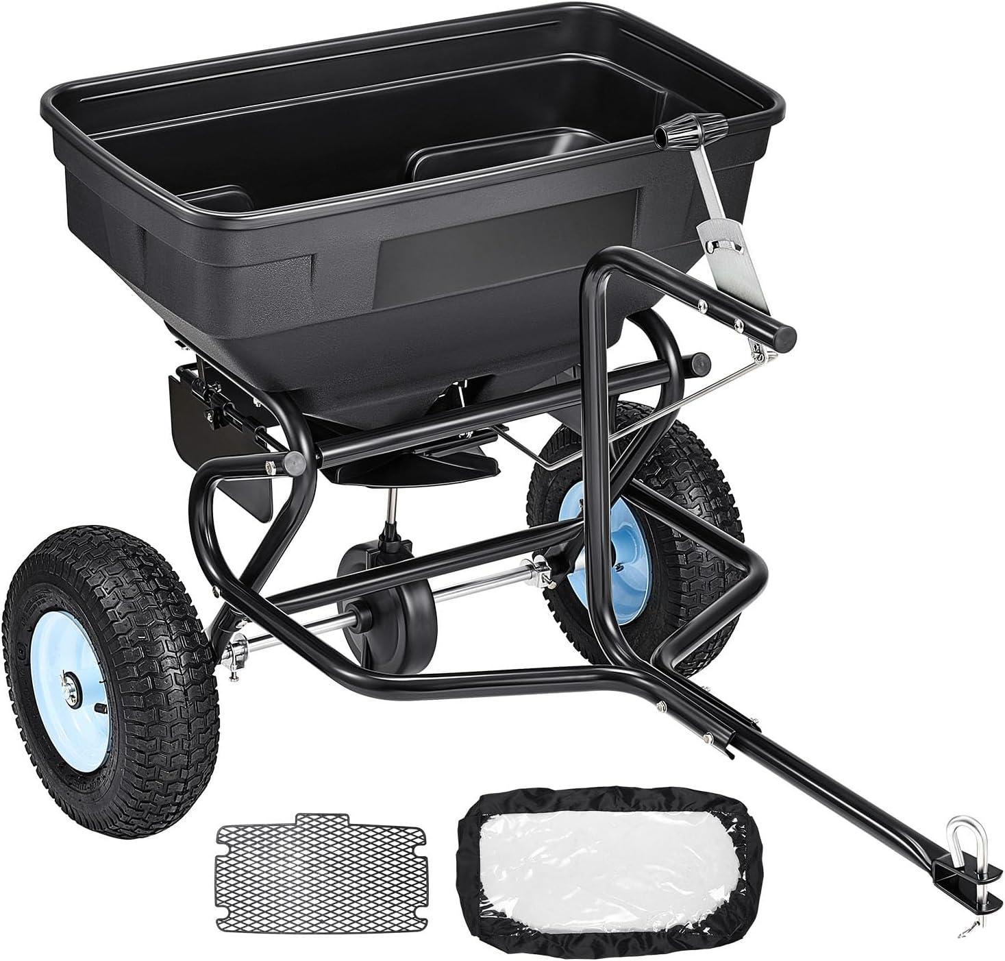 imageVEVOR Compost Spreader 244256quot Height Adjustable Handle 24quot Wide Lawn and Garden Peat Moss Roller with Side Latches Powder Coated Steel Mesh Basket for Spreading Manure Topsoil BlackBlack