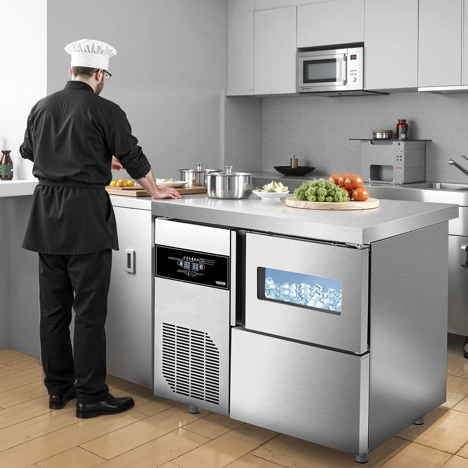 imageVEVOR Countertop Ice Maker 9 Cubes Ready in 6 Mins 26lbs in 24Hrs SelfCleaning Portable Ice Maker with Ice Scoop and Basket Ice Machine with 2 Sizes Bullet Ice for Home Kitchen Office Bar Party132lbs