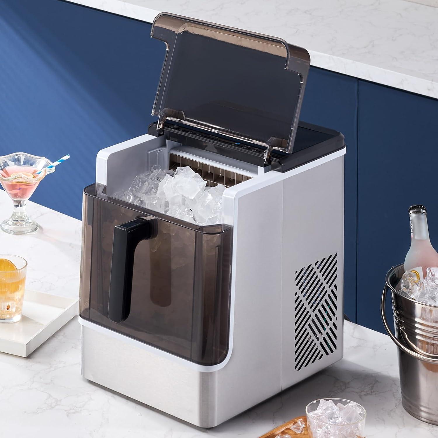 imageVEVOR Countertop Ice Maker 9 Cubes Ready in 6 Mins 26lbs in 24Hrs SelfCleaning Portable Ice Maker with Ice Scoop and Basket Ice Machine with 2 Sizes Bullet Ice for Home Kitchen Office Bar Party50lbs