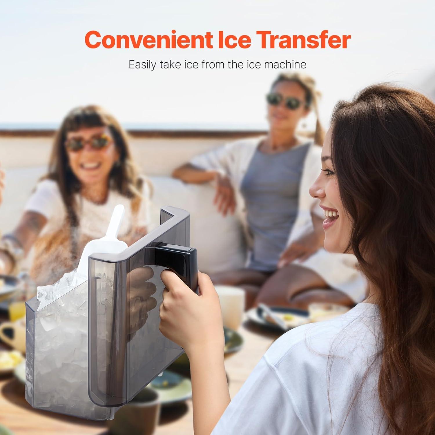 imageVEVOR Countertop Ice Maker 9 Cubes Ready in 6 Mins 26lbs in 24Hrs SelfCleaning Portable Ice Maker with Ice Scoop and Basket Ice Machine with 2 Sizes Bullet Ice for Home Kitchen Office Bar Party50lbs
