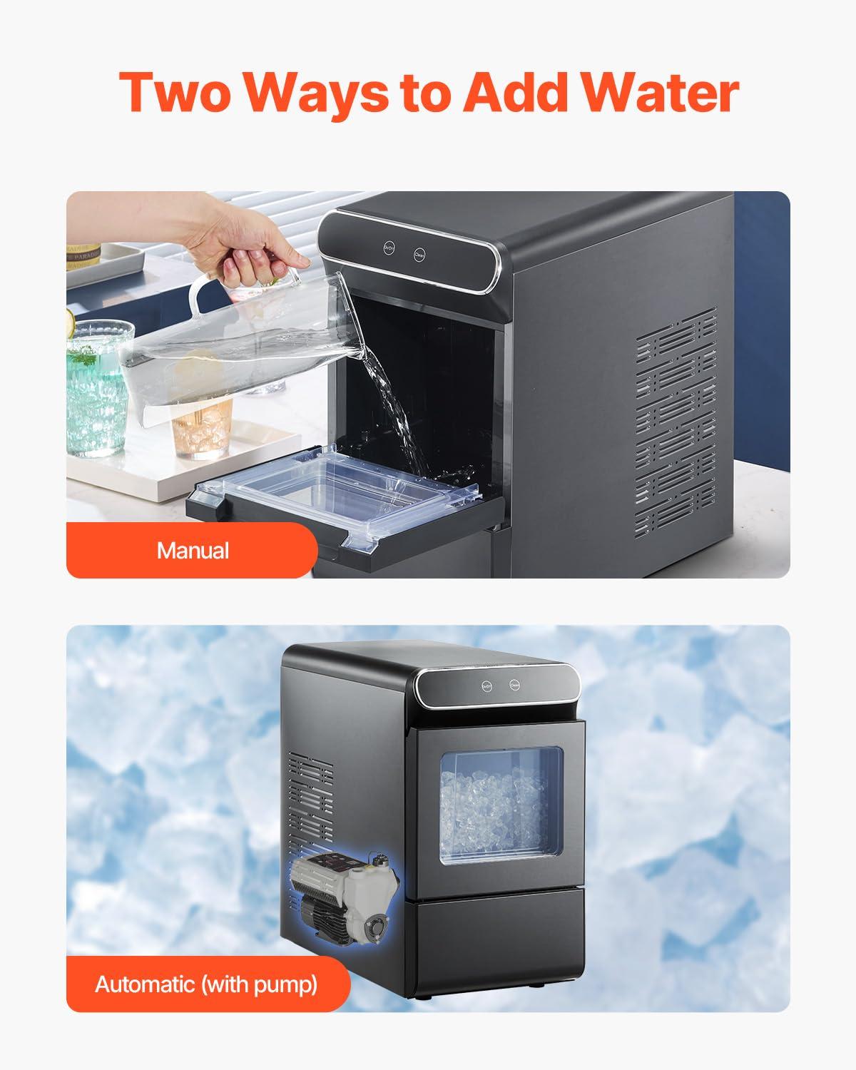 imageVEVOR Countertop Ice Maker 9 Cubes Ready in 6 Mins 26lbs in 24Hrs SelfCleaning Portable Ice Maker with Ice Scoop and Basket Ice Machine with 2 Sizes Bullet Ice for Home Kitchen Office Bar Party37lbsauto refill