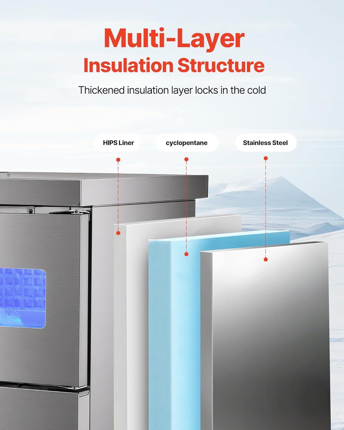 imageVEVOR Countertop Ice Maker 9 Cubes Ready in 6 Mins 26lbs in 24Hrs SelfCleaning Portable Ice Maker with Ice Scoop and Basket Ice Machine with 2 Sizes Bullet Ice for Home Kitchen Office Bar Party132 lbs24Hwith sink