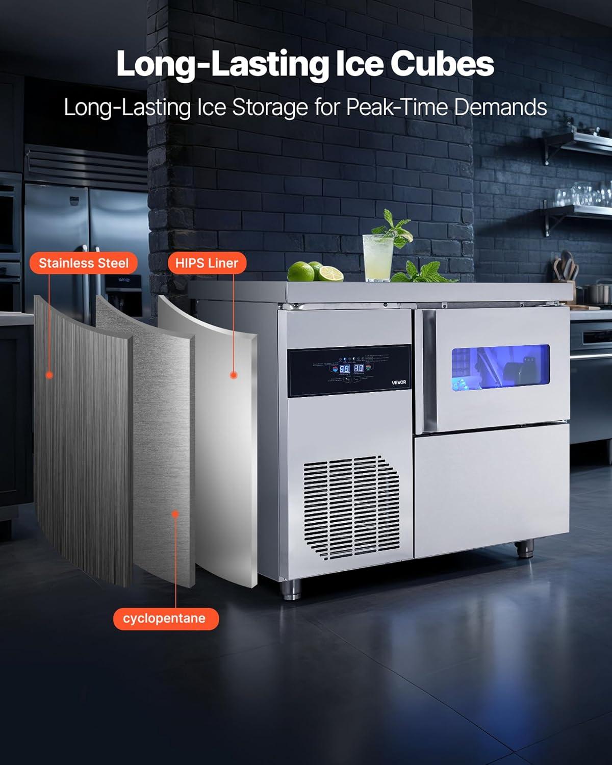 imageVEVOR Countertop Ice Maker 9 Cubes Ready in 6 Mins 26lbs in 24Hrs SelfCleaning Portable Ice Maker with Ice Scoop and Basket Ice Machine with 2 Sizes Bullet Ice for Home Kitchen Office Bar Party132 lbs24H