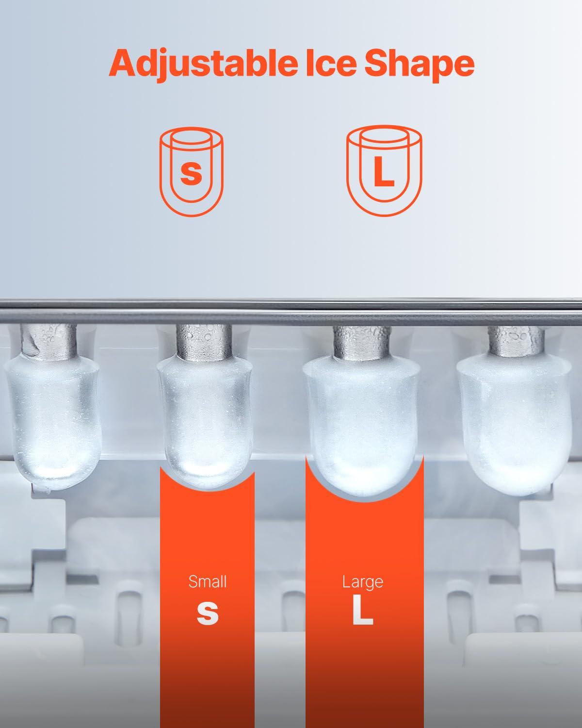 imageVEVOR Countertop Ice Maker 9 Cubes Ready in 6 Mins 26lbs in 24Hrs SelfCleaning Portable Ice Maker with Ice Scoop and Basket Ice Machine with 2 Sizes Bullet Ice for Home Kitchen Office Bar Party33LBS