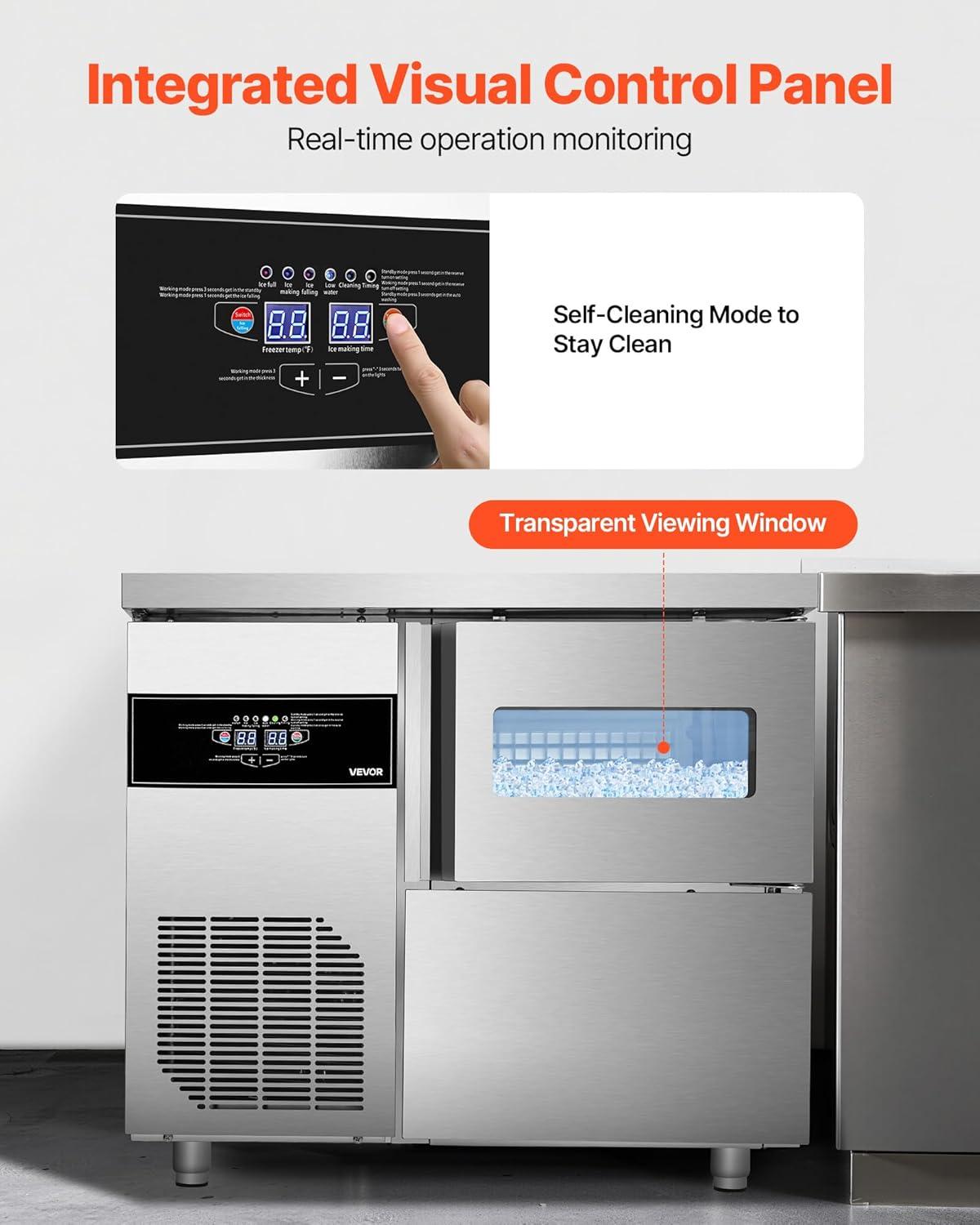 imageVEVOR Countertop Ice Maker 9 Cubes Ready in 6 Mins 26lbs in 24Hrs SelfCleaning Portable Ice Maker with Ice Scoop and Basket Ice Machine with 2 Sizes Bullet Ice for Home Kitchen Office Bar Party132lbs