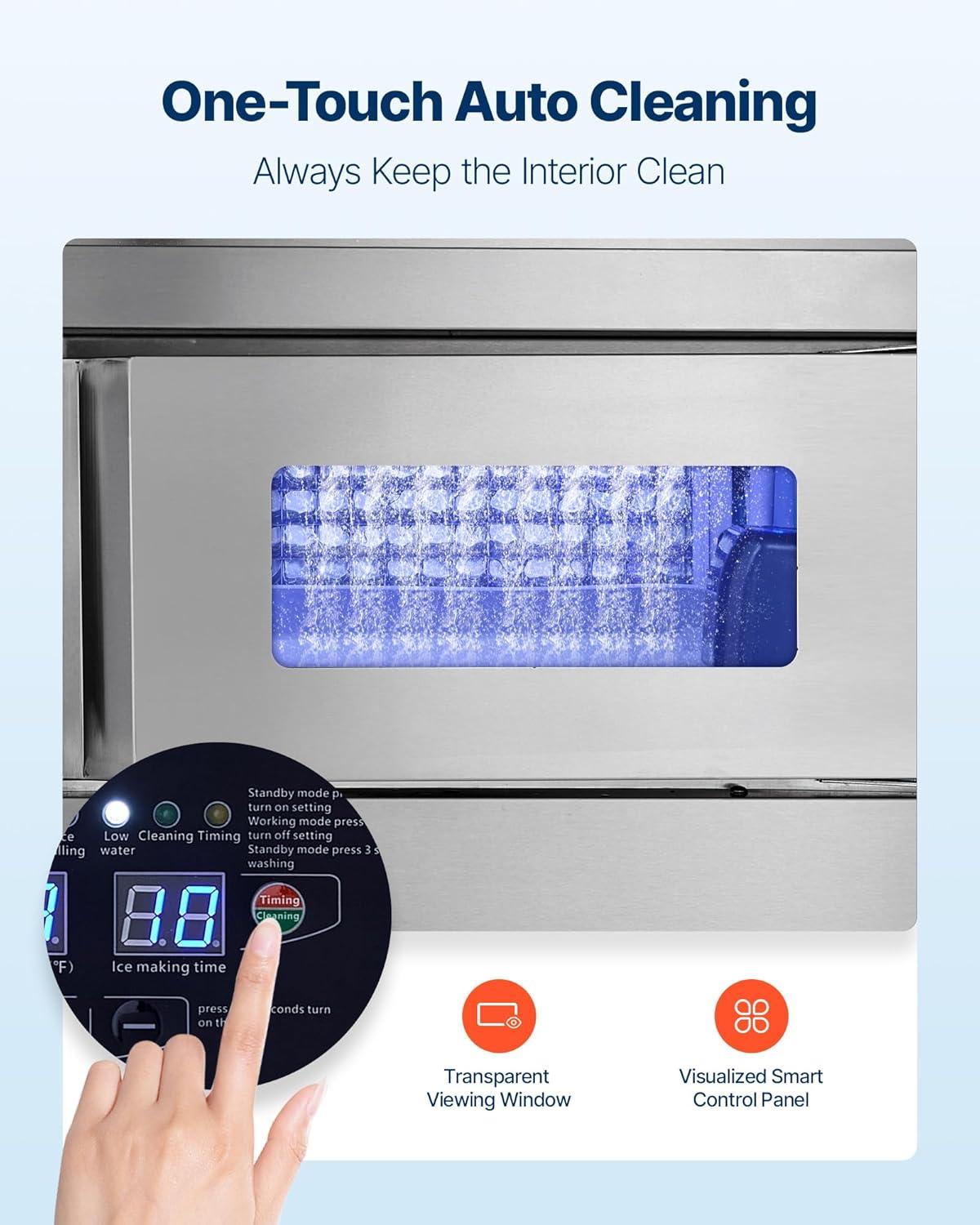 imageVEVOR Countertop Ice Maker 9 Cubes Ready in 6 Mins 26lbs in 24Hrs SelfCleaning Portable Ice Maker with Ice Scoop and Basket Ice Machine with 2 Sizes Bullet Ice for Home Kitchen Office Bar Party265 lbs24H