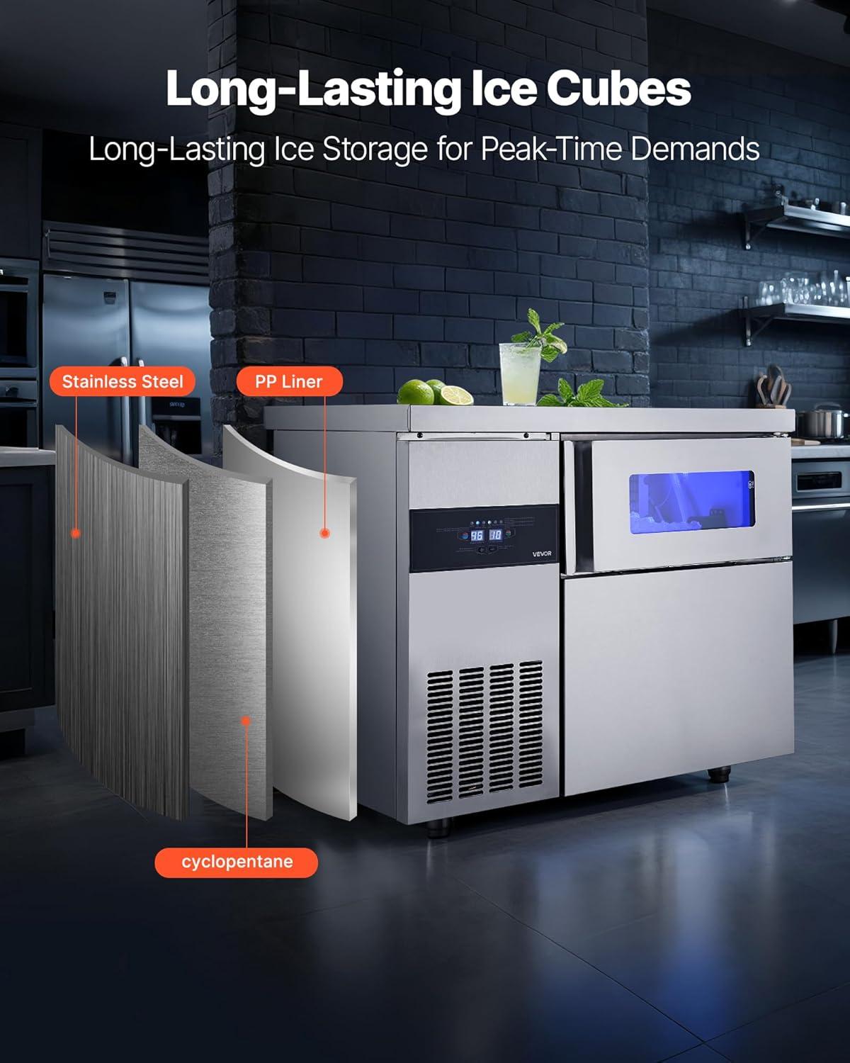 imageVEVOR Countertop Ice Maker 9 Cubes Ready in 6 Mins 26lbs in 24Hrs SelfCleaning Portable Ice Maker with Ice Scoop and Basket Ice Machine with 2 Sizes Bullet Ice for Home Kitchen Office Bar Party265 lbs24H