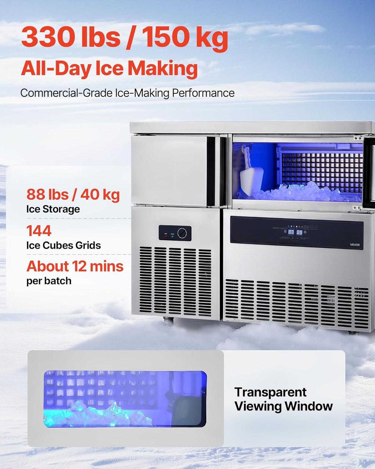 imageVEVOR Countertop Ice Maker 9 Cubes Ready in 6 Mins 26lbs in 24Hrs SelfCleaning Portable Ice Maker with Ice Scoop and Basket Ice Machine with 2 Sizes Bullet Ice for Home Kitchen Office Bar Party330 lbs24H