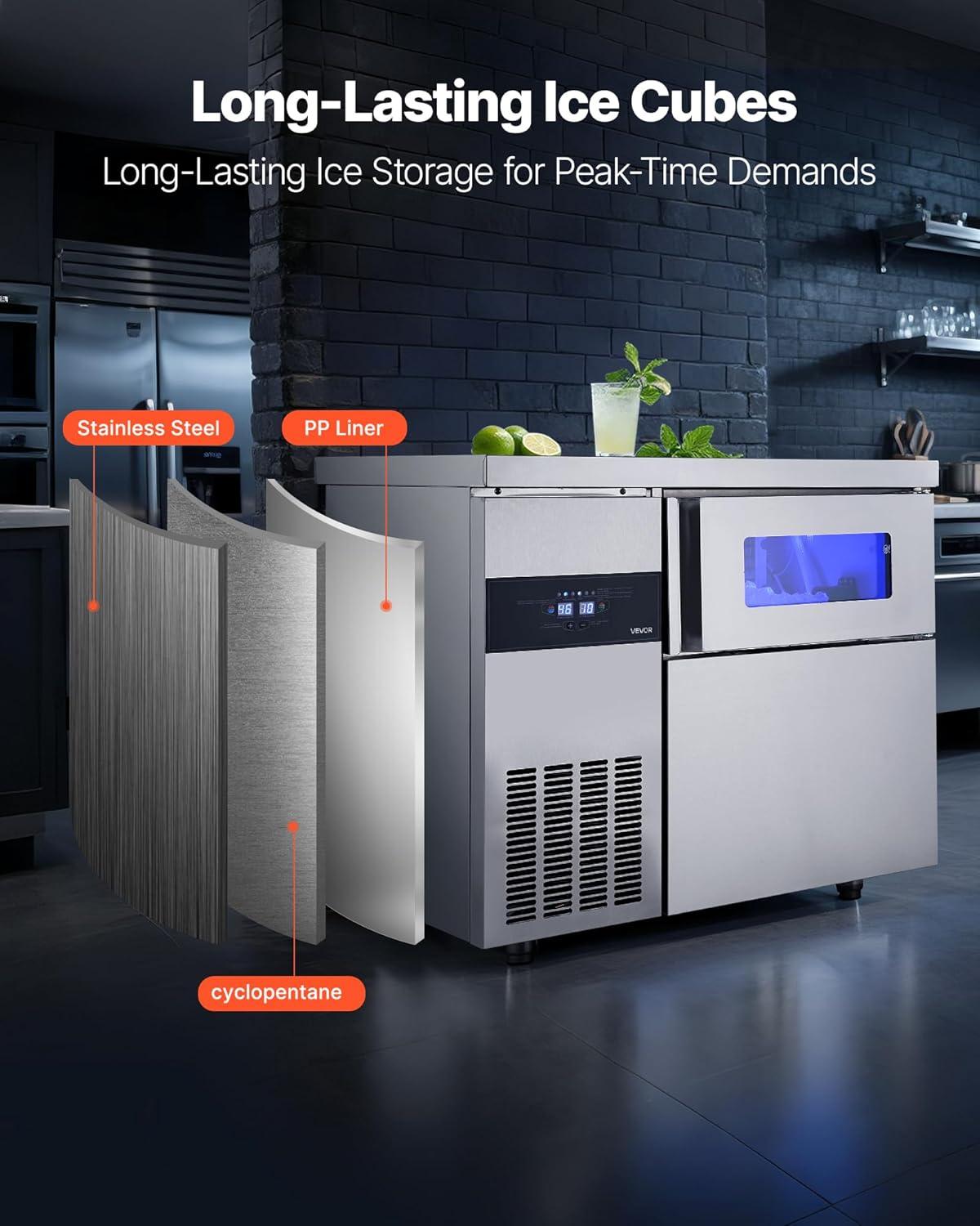 imageVEVOR Countertop Ice Maker 9 Cubes Ready in 6 Mins 26lbs in 24Hrs SelfCleaning Portable Ice Maker with Ice Scoop and Basket Ice Machine with 2 Sizes Bullet Ice for Home Kitchen Office Bar Party220 lbs24H