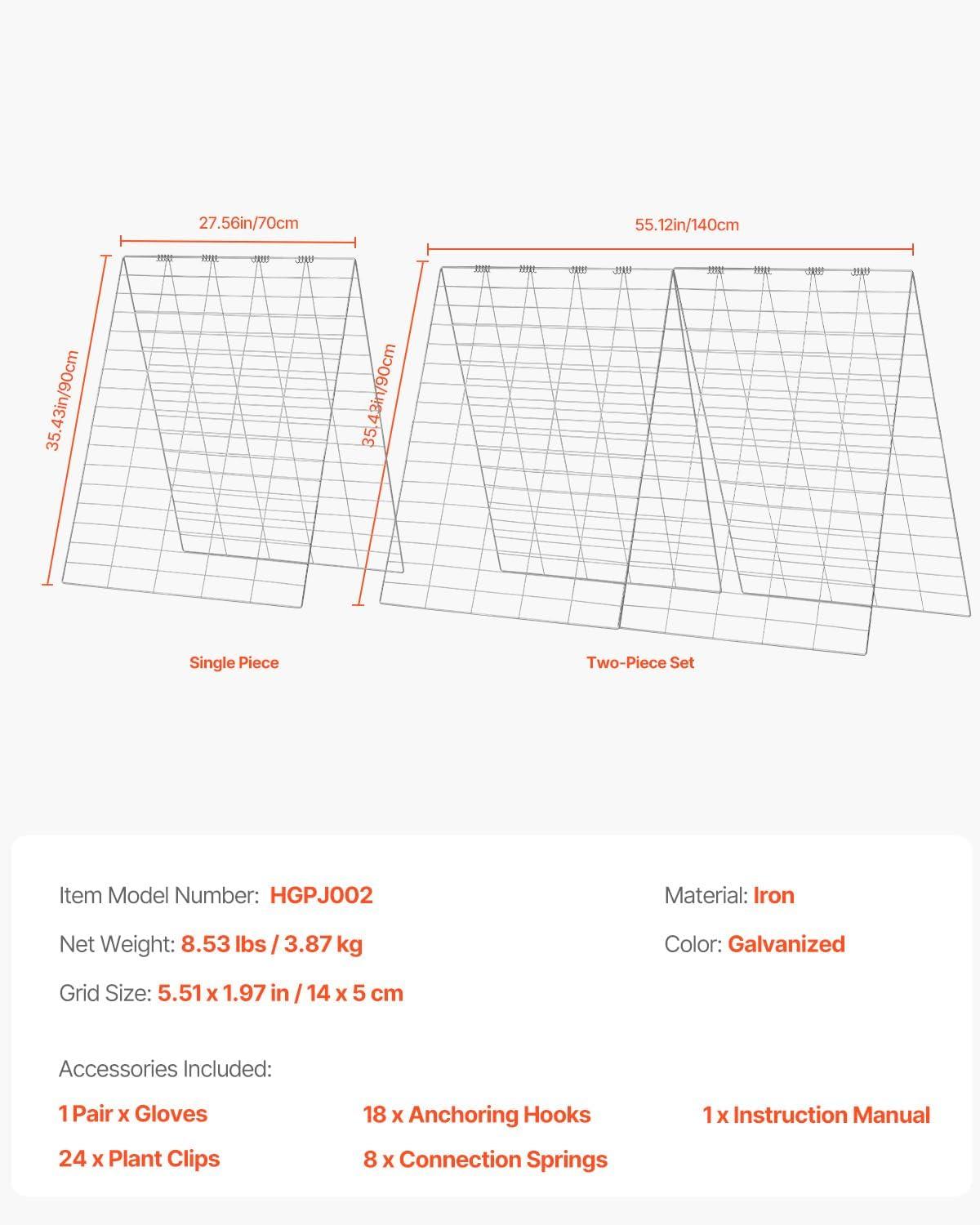 imageVEVOR Cucumber Trellis for Climbing Plants39quot H x 32quot W Foldable Cucumber Trellis Set with Twist Ties Metal Garden Trellis for Raised Bed Outdoor Plant Grow Support for Tomato Vegetable2 Pack35 W x 55 L