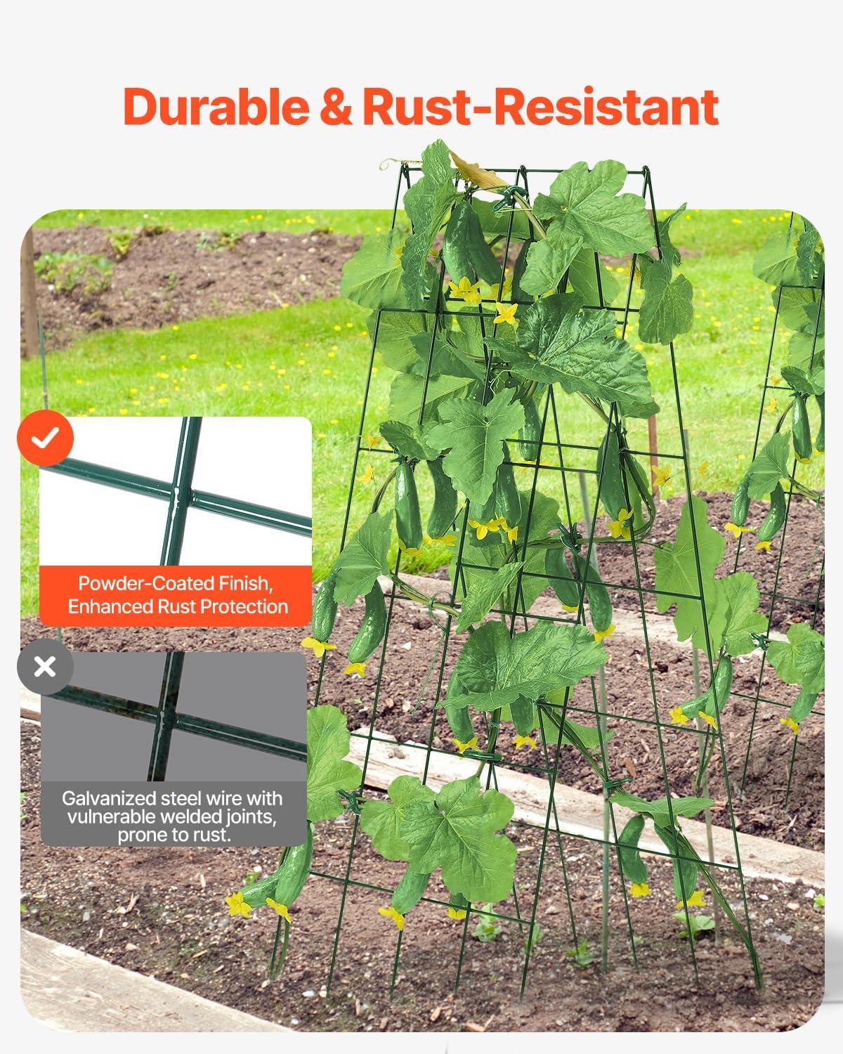 imageVEVOR Cucumber Trellis for Climbing Plants39quot H x 32quot W Foldable Cucumber Trellis Set with Twist Ties Metal Garden Trellis for Raised Bed Outdoor Plant Grow Support for Tomato Vegetable2 Pack39 W x 32 L