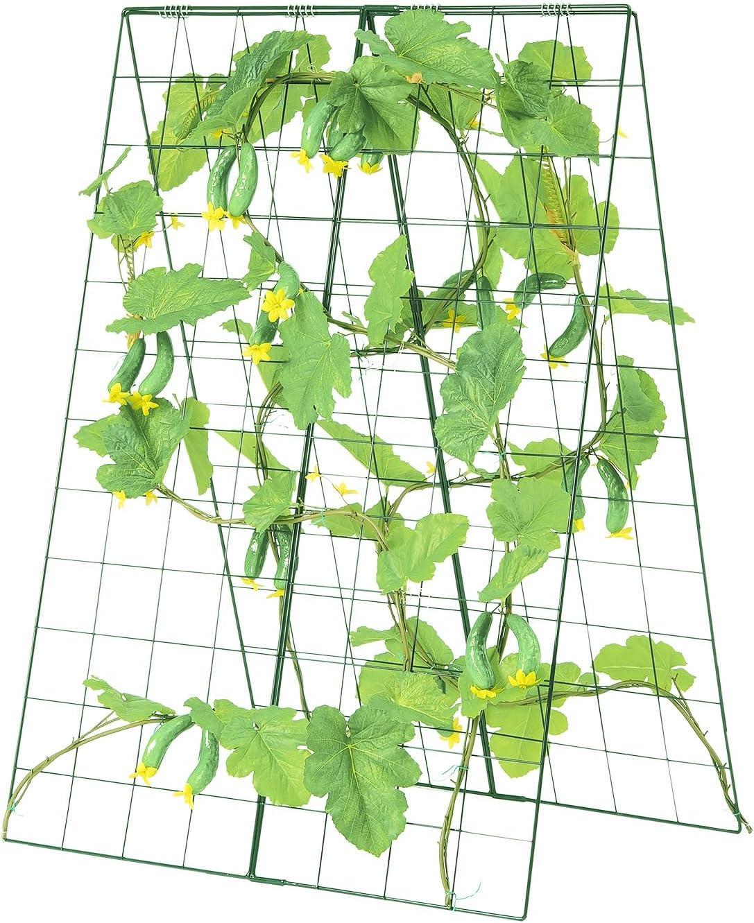 imageVEVOR Cucumber Trellis for Climbing Plants39quot H x 32quot W Foldable Cucumber Trellis Set with Twist Ties Metal Garden Trellis for Raised Bed Outdoor Plant Grow Support for Tomato Vegetable2 Pack46 W x 32 L