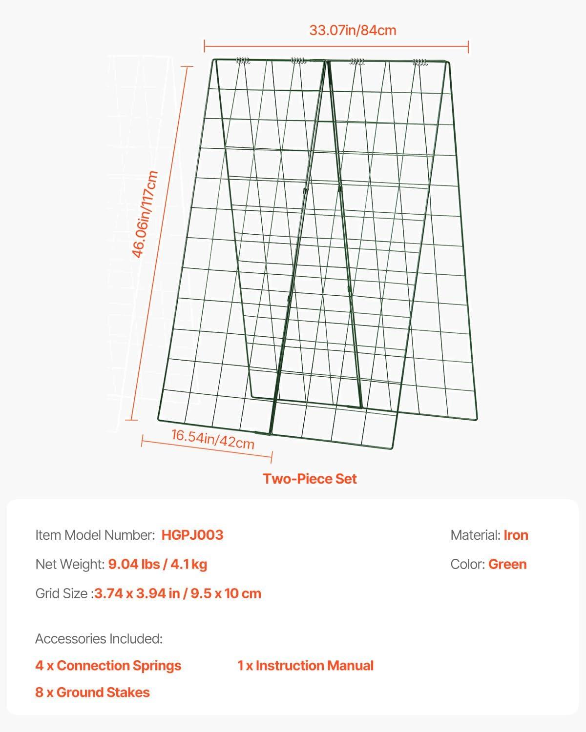 imageVEVOR Cucumber Trellis for Climbing Plants39quot H x 32quot W Foldable Cucumber Trellis Set with Twist Ties Metal Garden Trellis for Raised Bed Outdoor Plant Grow Support for Tomato Vegetable2 Pack46 W x 32 L
