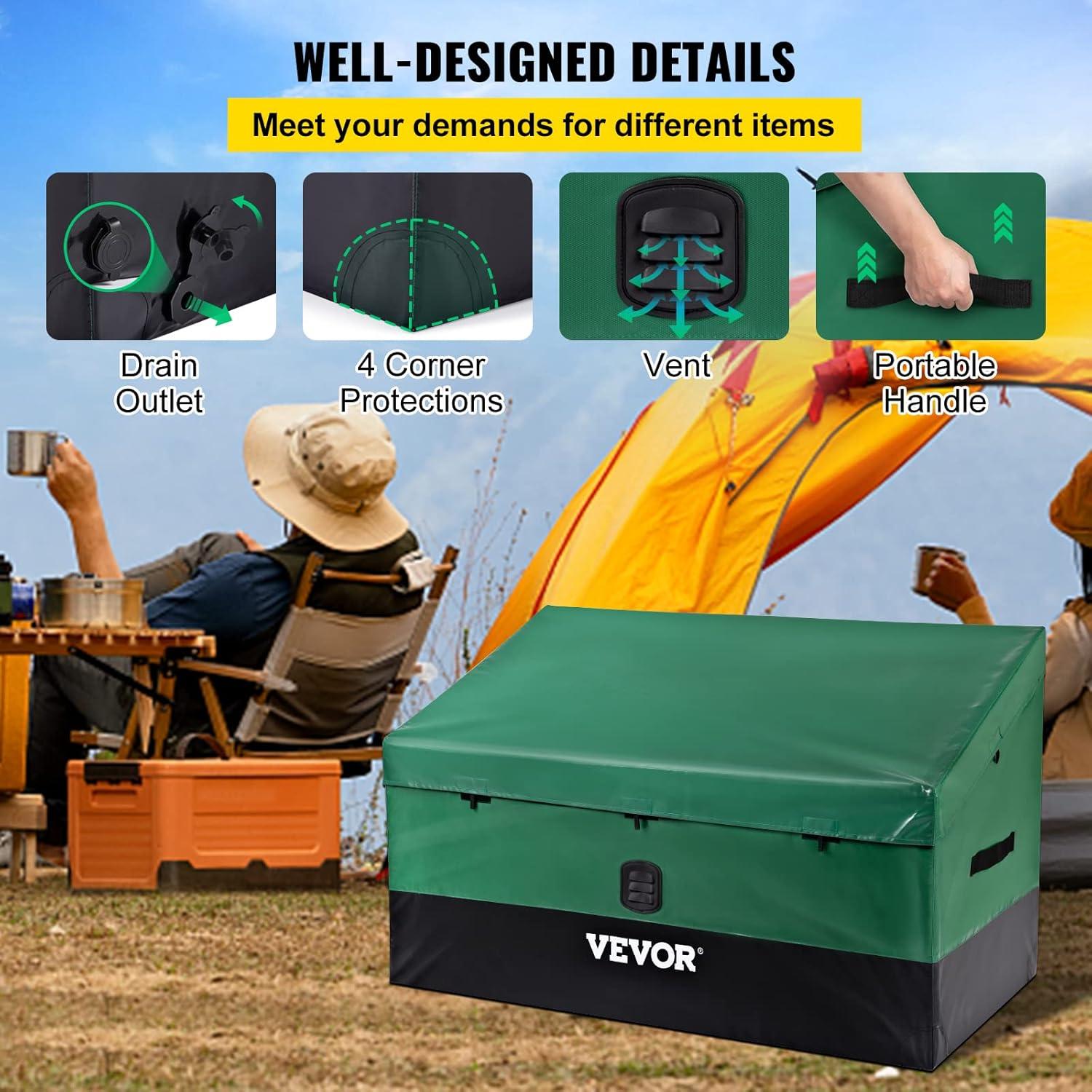 imageVEVOR Deck Box 120 Gallon Outdoor Storage Box 563quot x 266quot x 238quot Waterproof PP Deckbox with Aluminum Alloy Padlock for Patio FurnitureGarden Tools Outdoor Cushions Gray100gal PE