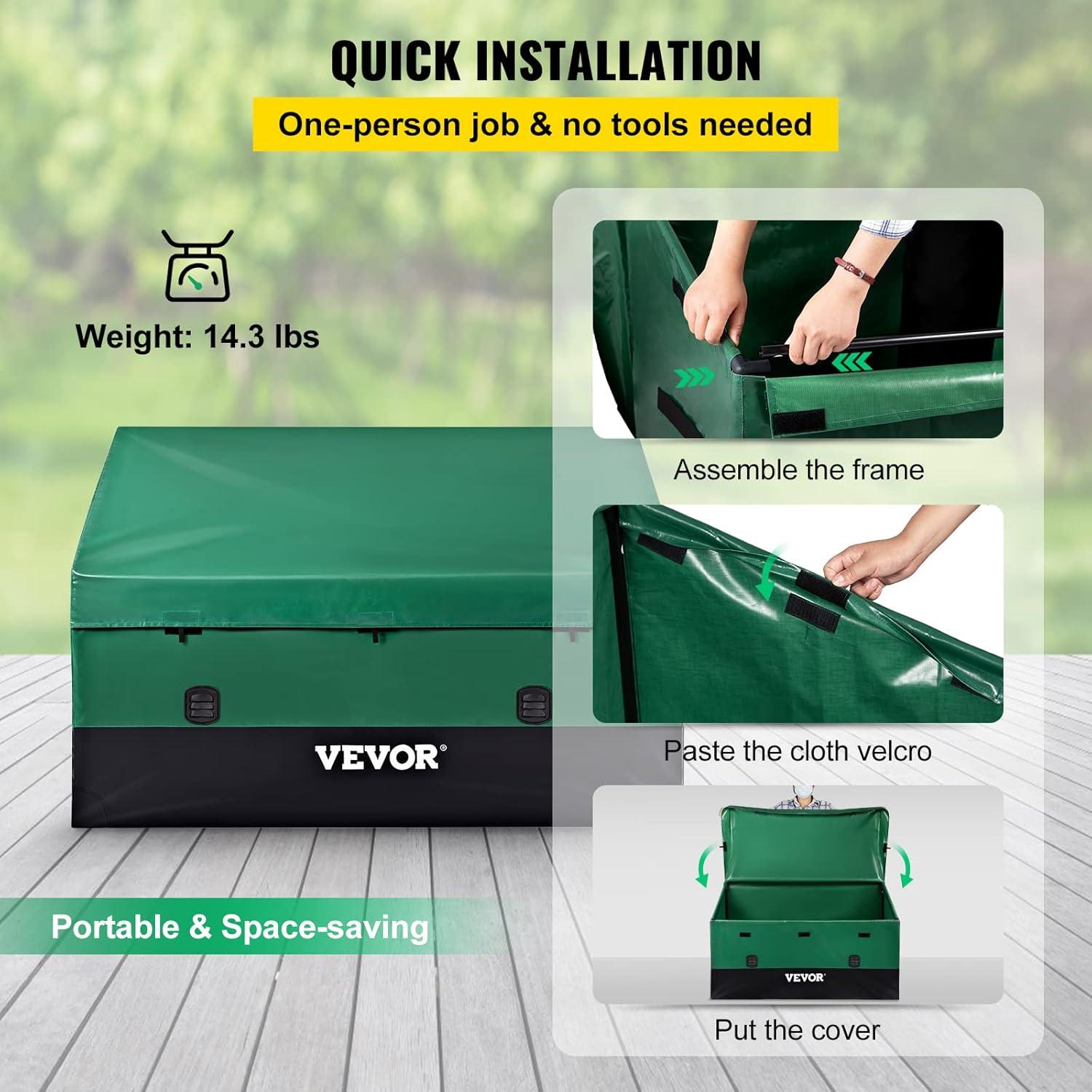 imageVEVOR Deck Box 120 Gallon Outdoor Storage Box 563quot x 266quot x 238quot Waterproof PP Deckbox with Aluminum Alloy Padlock for Patio FurnitureGarden Tools Outdoor Cushions Gray150gal PE